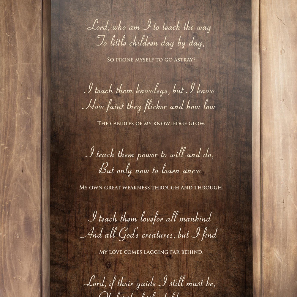 The Teacher Poem, on wood, Prayer for Teacher, Christian Gift for Teacher, Plaque with poem for teacher, Teacher Day, Teacher thank you gift