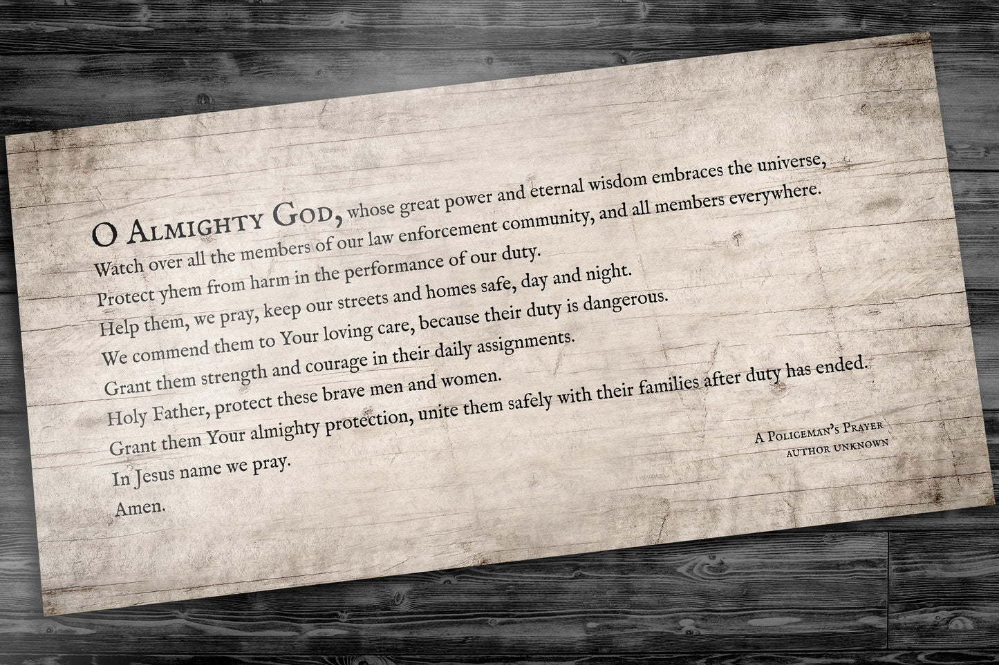 A Policeman's Prayer, Gift for Law Enforcement - HoneycombProverbs - Signs - Christian Wall Art