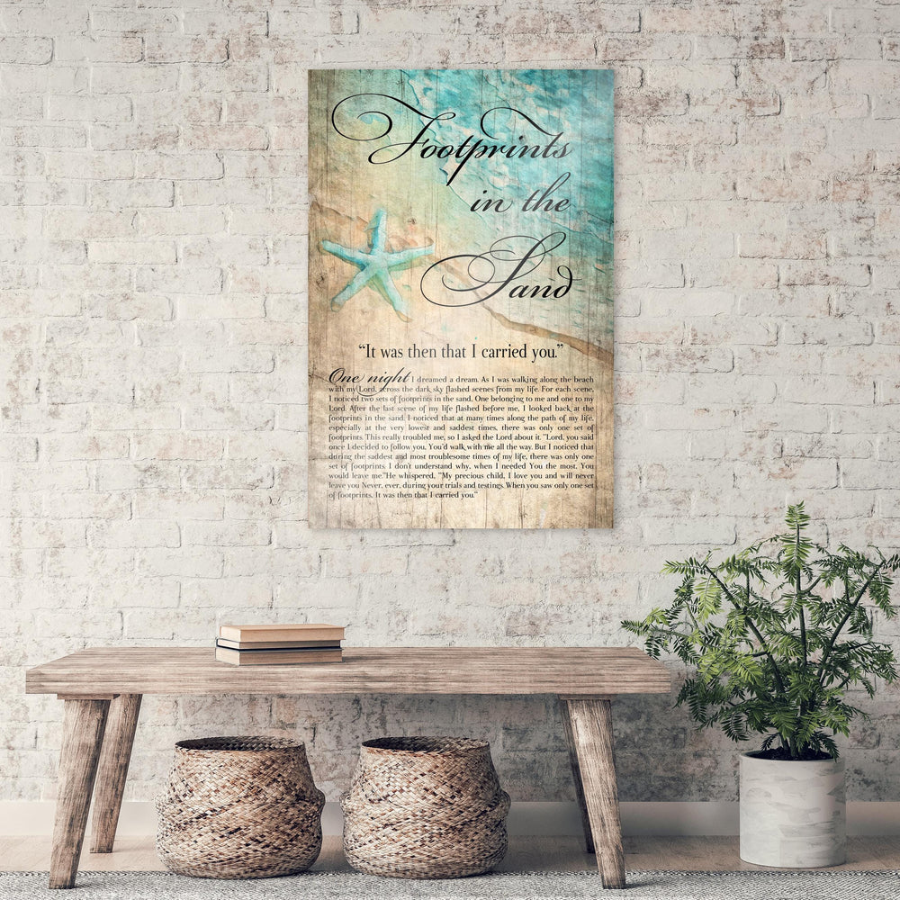 
                  
                    Footprints in the Sand, Watercolor Word art on Wood, Footprints in the Sand wall decor, Footprints Poem Art, Ocean themed wall art, Gift
                  
                