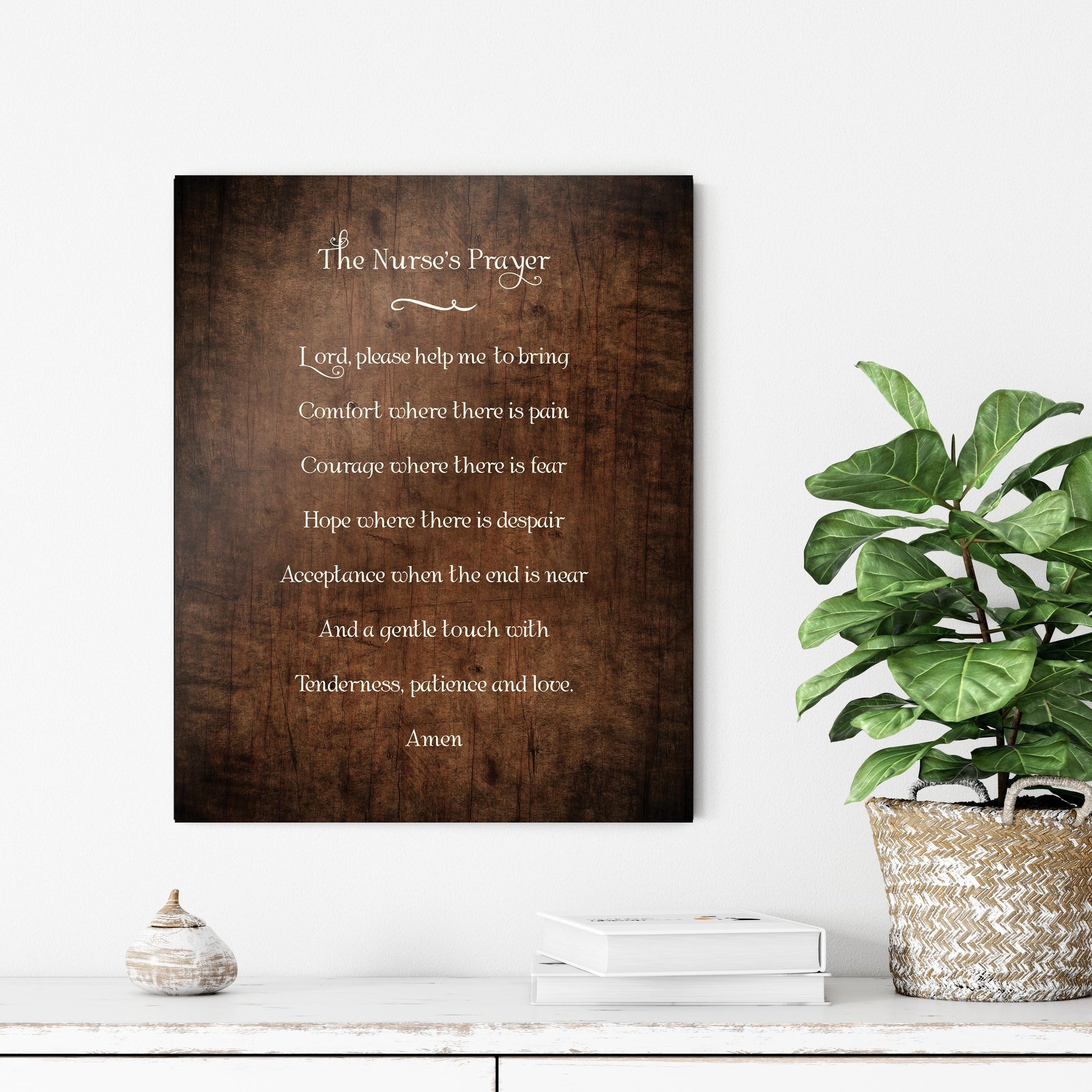 The Nurses Prayer Rustic Wood Word Art - HoneycombProverbs - Religious Home & Decor - Christian Wall Art