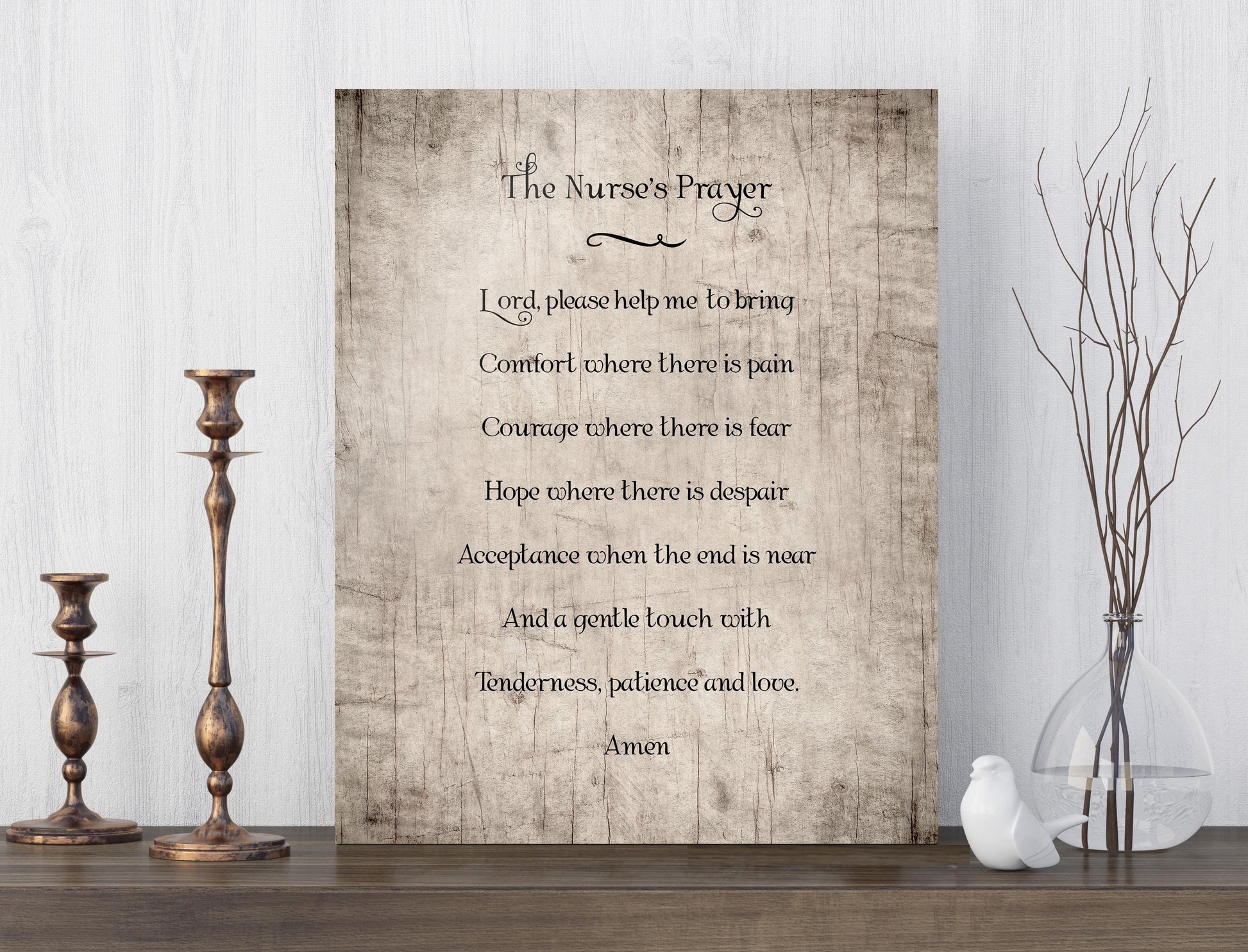 The Nurses Prayer Rustic Wood Word Art - HoneycombProverbs - Religious Home & Decor - Christian Wall Art