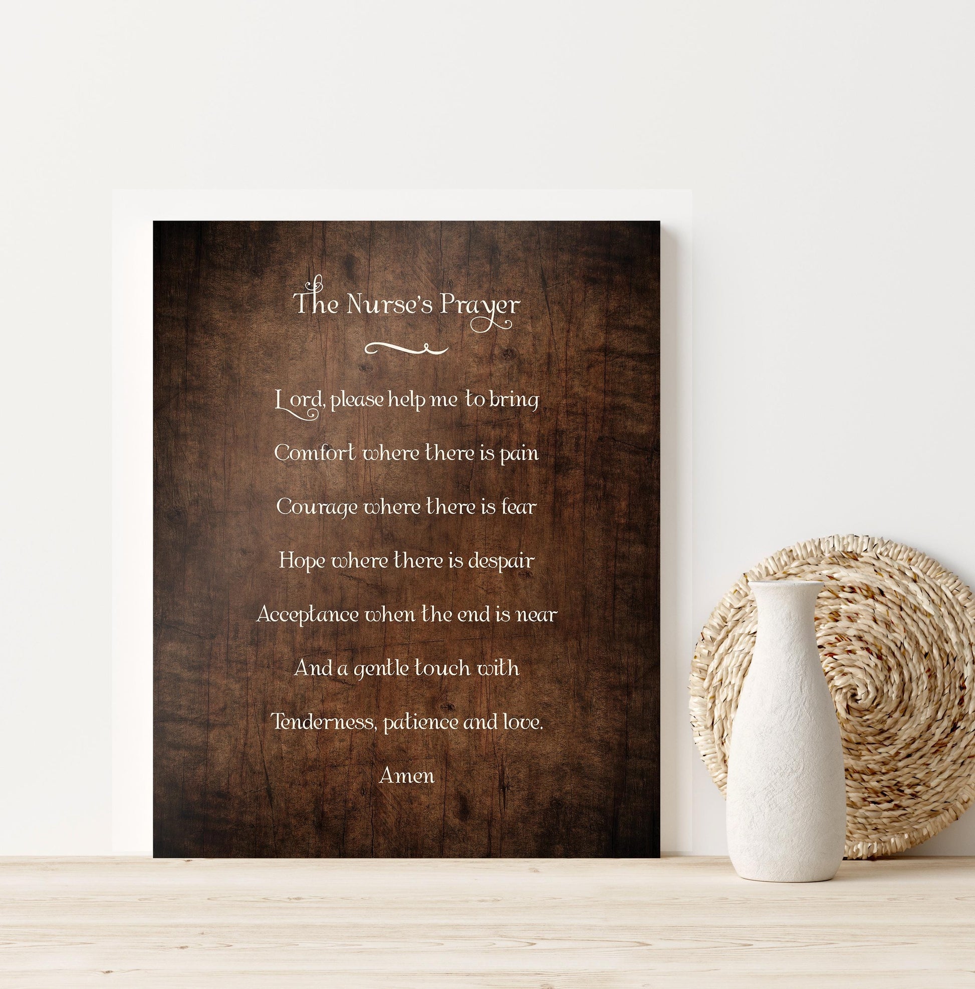 The Nurses Prayer Rustic Wood Word Art - HoneycombProverbs - Religious Home & Decor - Christian Wall Art