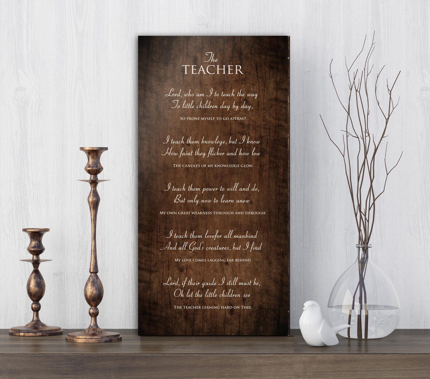 The Teacher, Rustic Poem on Wood - HoneycombProverbs - Signs - Christian Wall Art