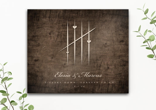 5 Years Down, Wood Tally Mark sign - HoneycombProverbs - Signs - 5 year anniversary gifts
