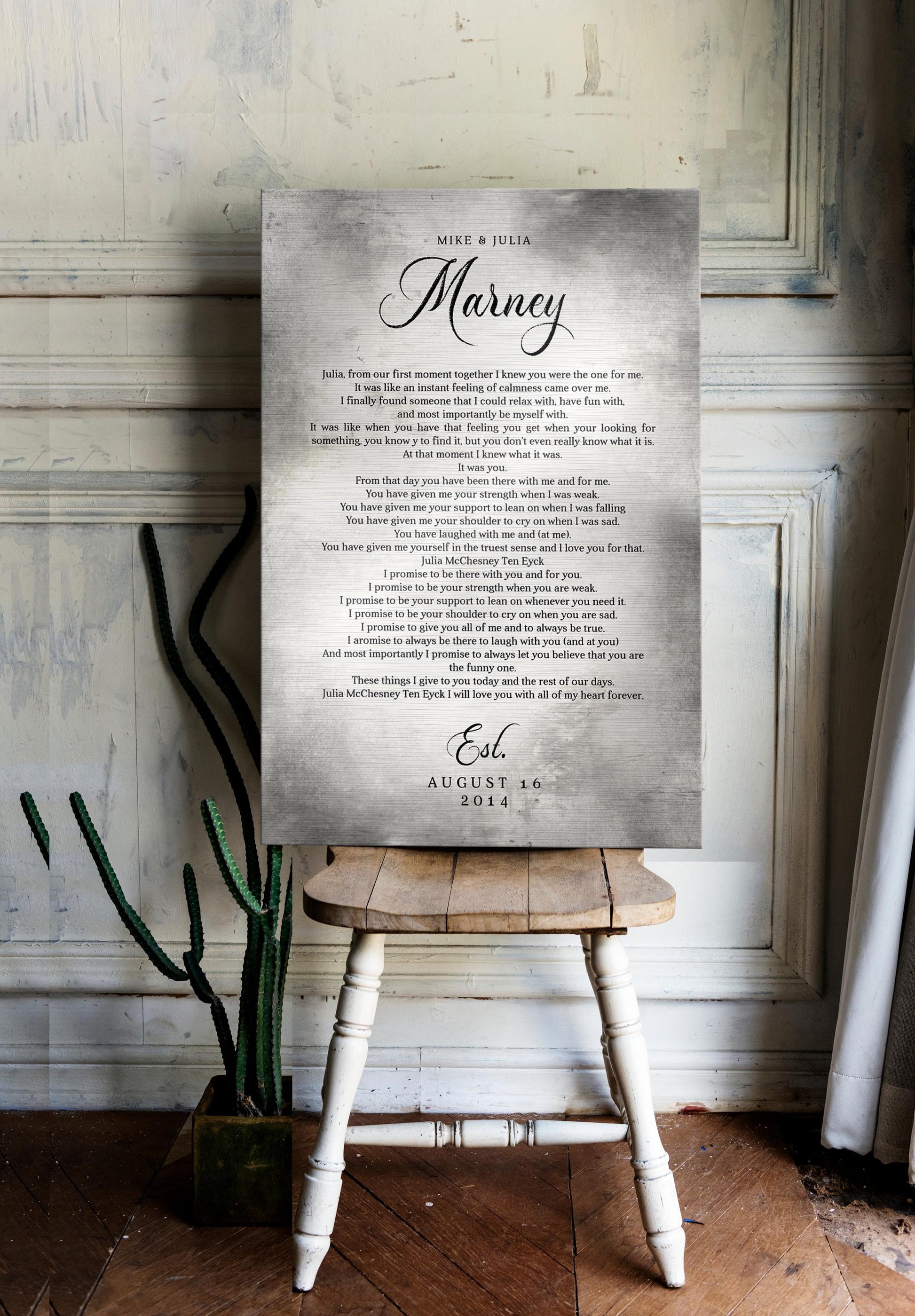 Tin Wedding Anniversary Gift, Wedding Vow Keepsake - HoneycombProverbs - Signs - Wedding Vow Wall Art
