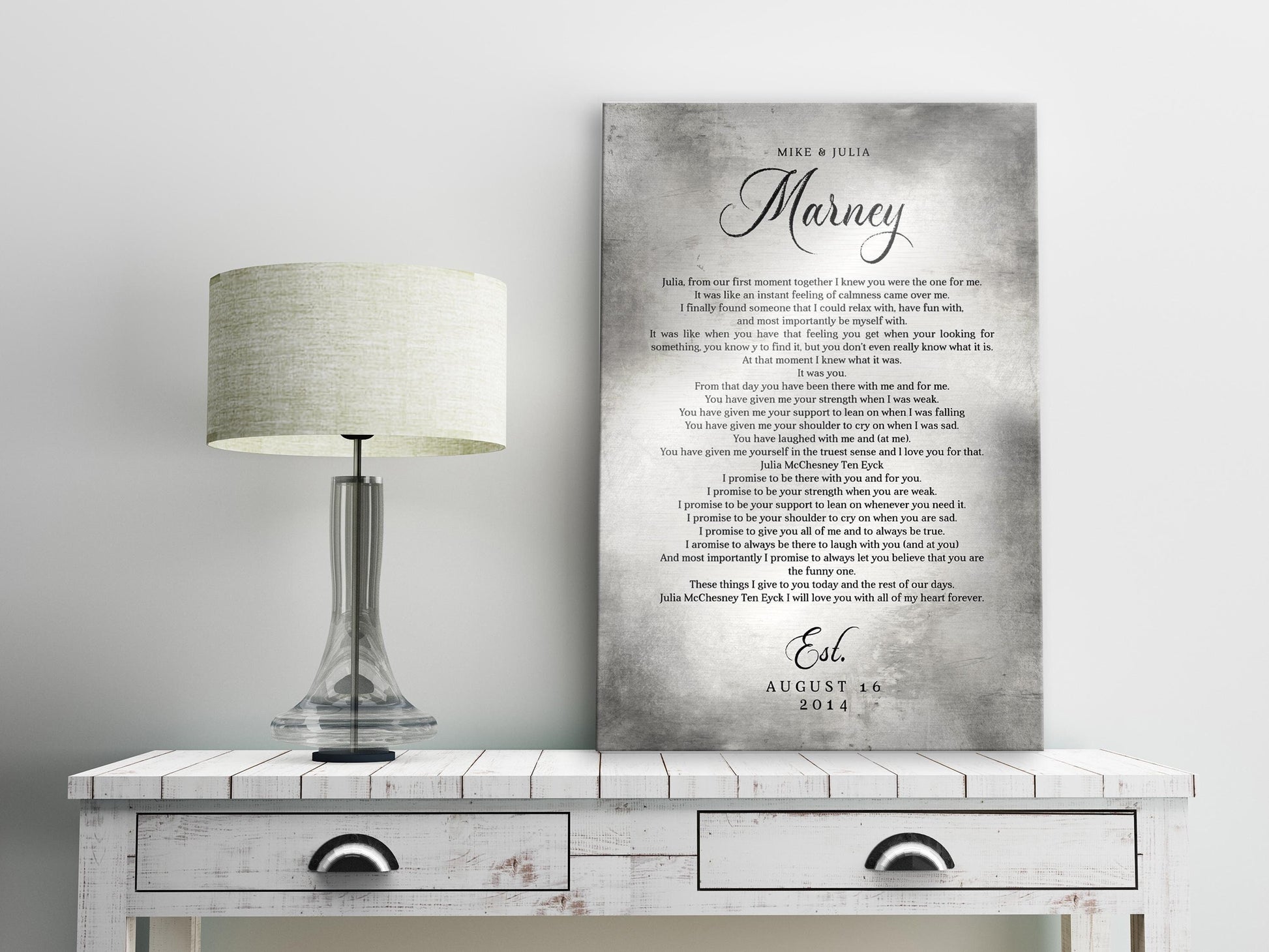 Custom wedding vow prints