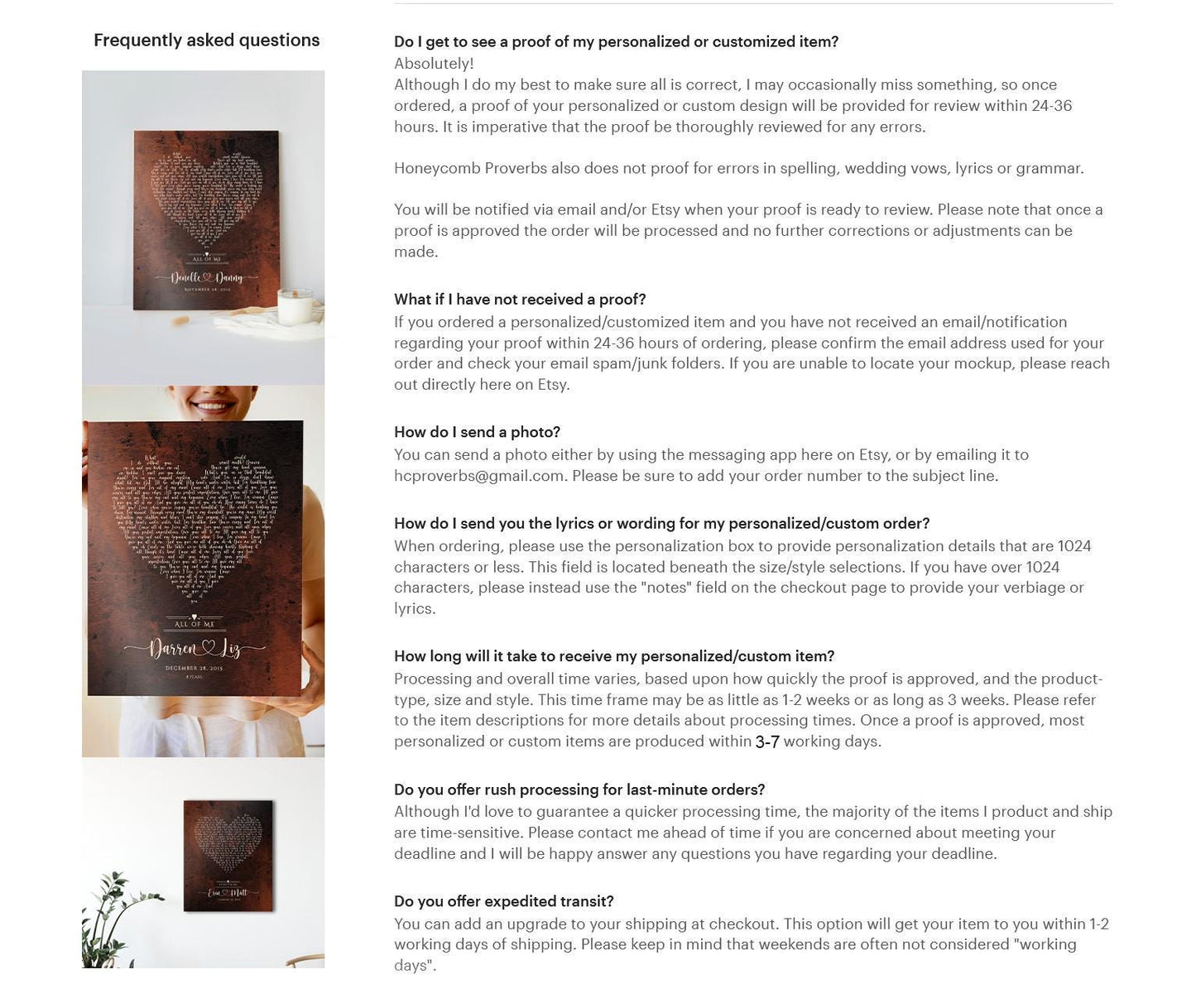 Heart Shaped Bronze Song Lyric Sign - HoneycombProverbs - Signs - Bronze Anniversary Gifts