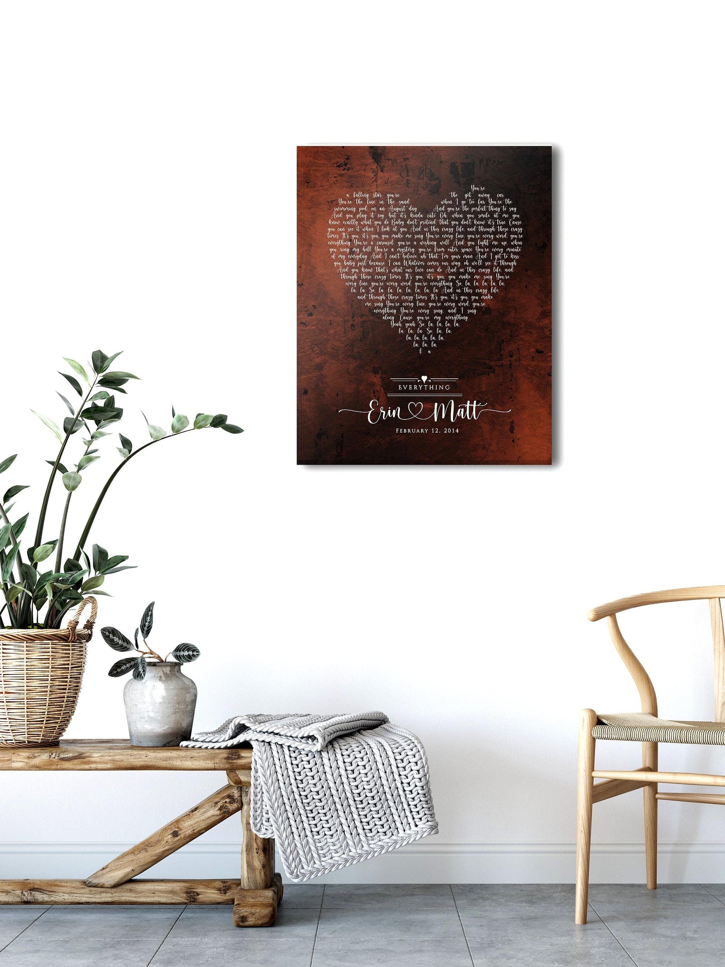 Heart Shaped Bronze Song Lyric Sign - HoneycombProverbs - Signs - Bronze Anniversary Gifts