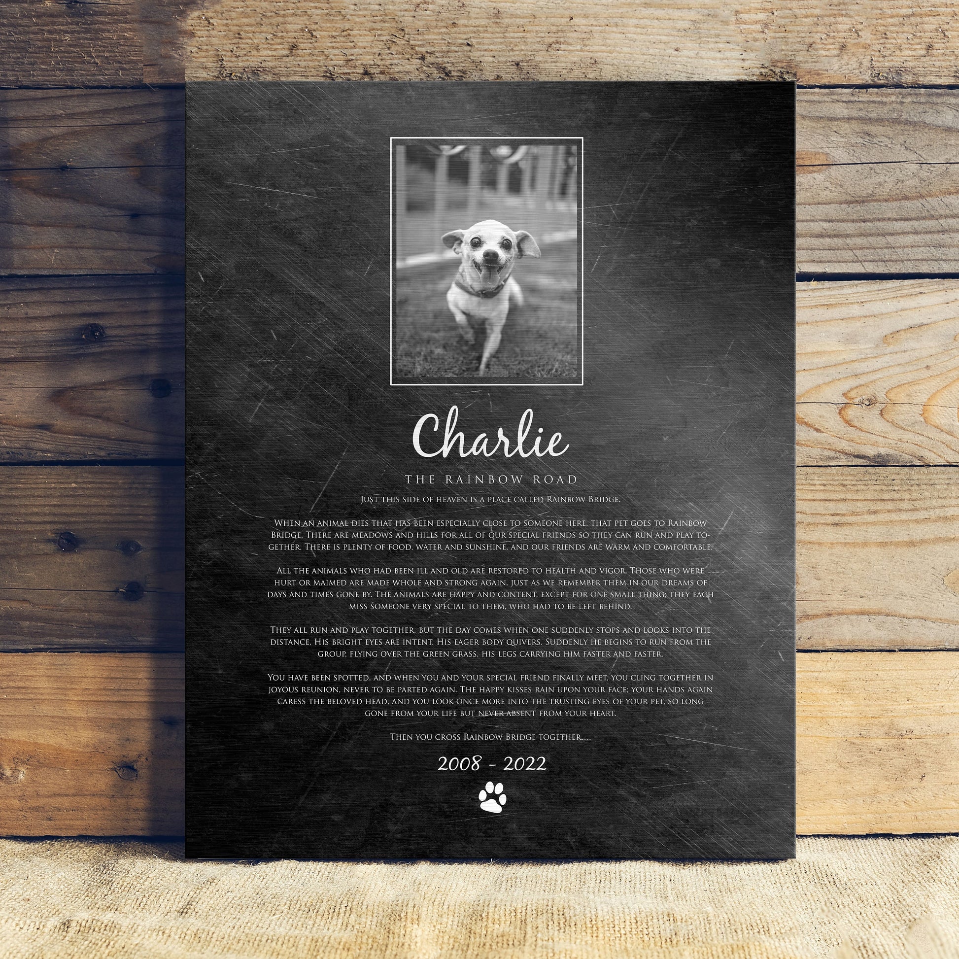 gift for newly  bereaved pet parent, personalized rainbow road plaque