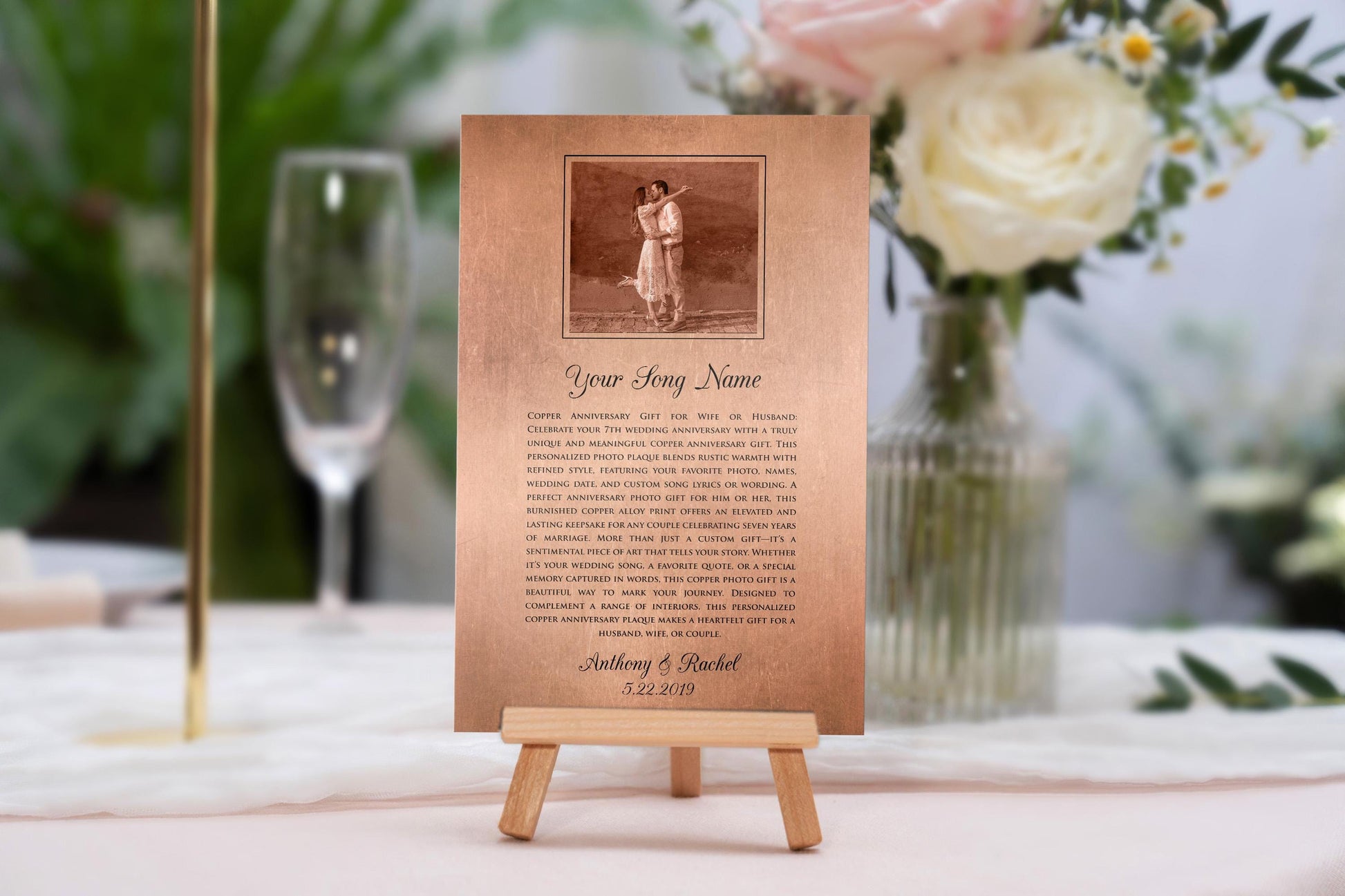 Personalized Copper Photo Gift with Song - HoneycombProverbs - Signs - Copper Anniversary Gifts