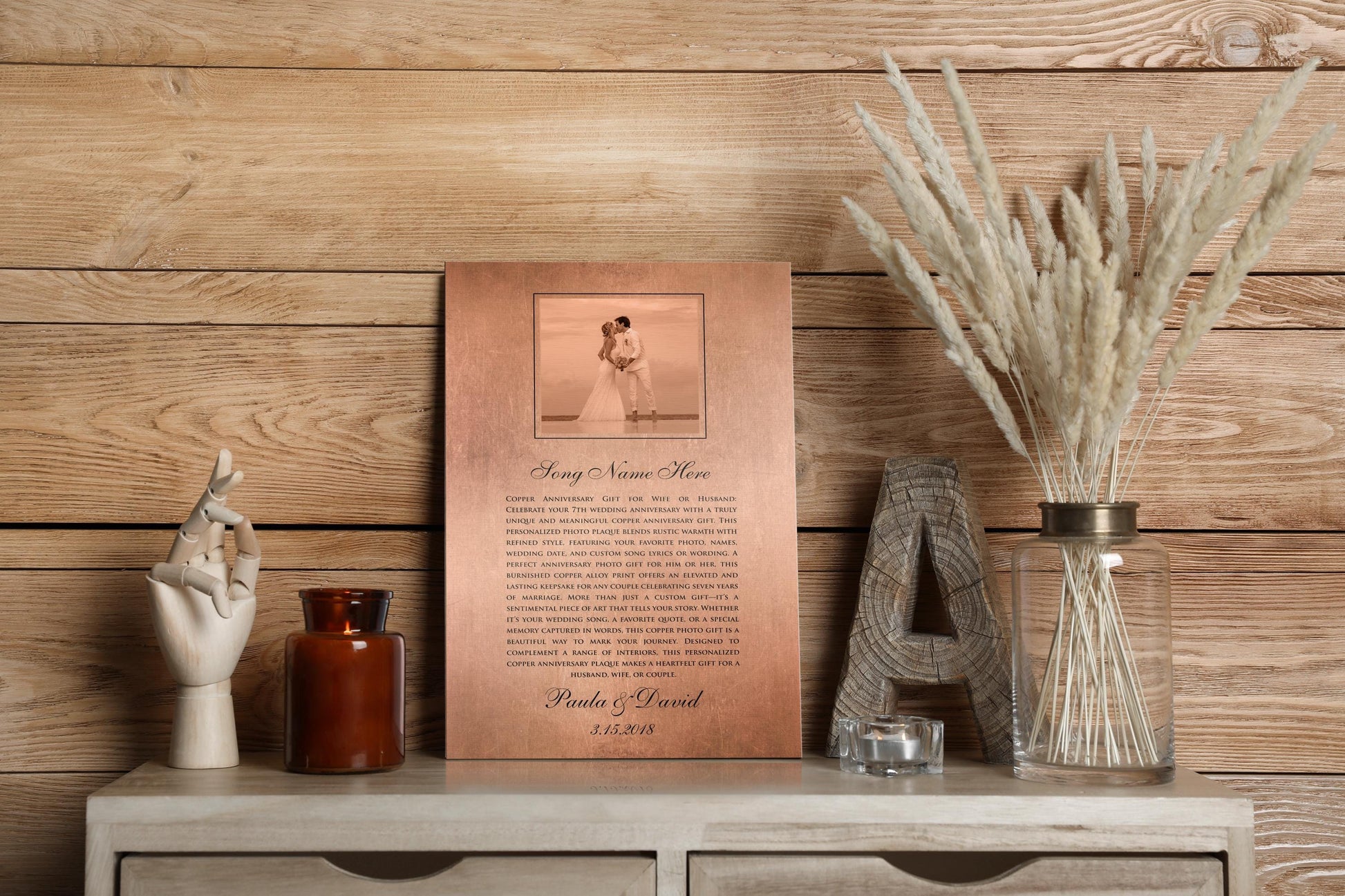 Personalized Copper Photo Gift with Song - HoneycombProverbs - Signs - Copper Anniversary Gifts