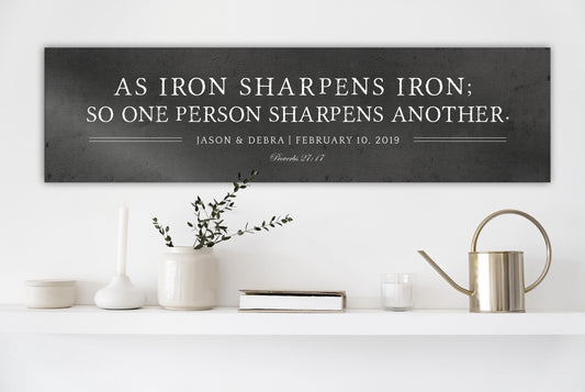 Iron Sharpens Iron Sign, Personalized Family Name Sign - HoneycombProverbs - Signs - Christian Wall Art