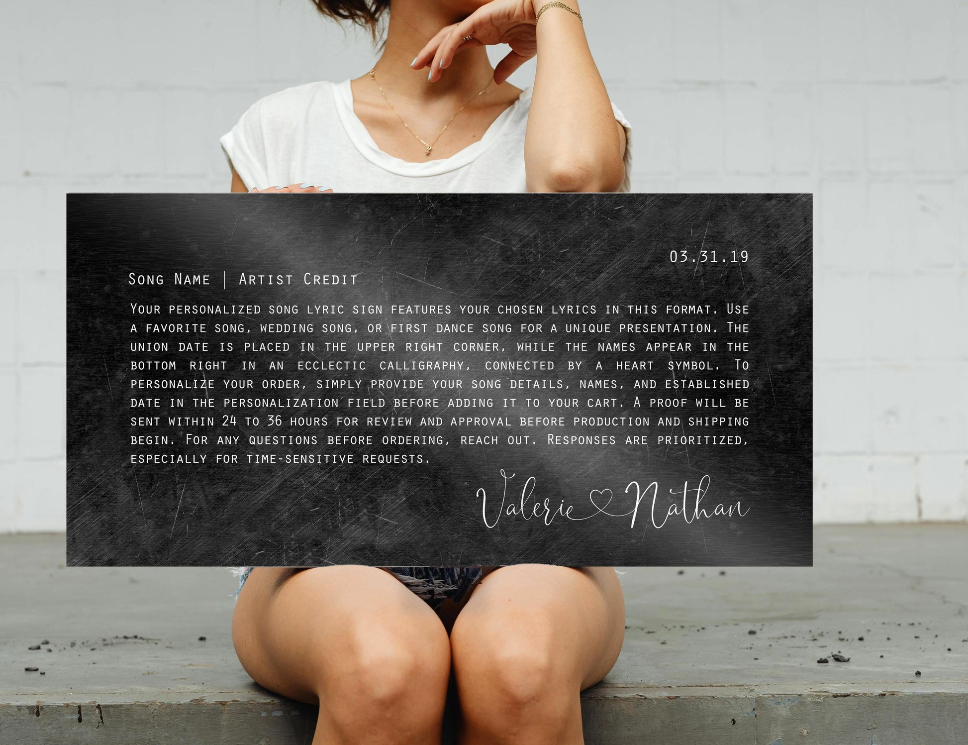 Connected Heart Wedding Song Lyric Sign on Iron - HoneycombProverbs - Signs - Iron Anniversary Gifts