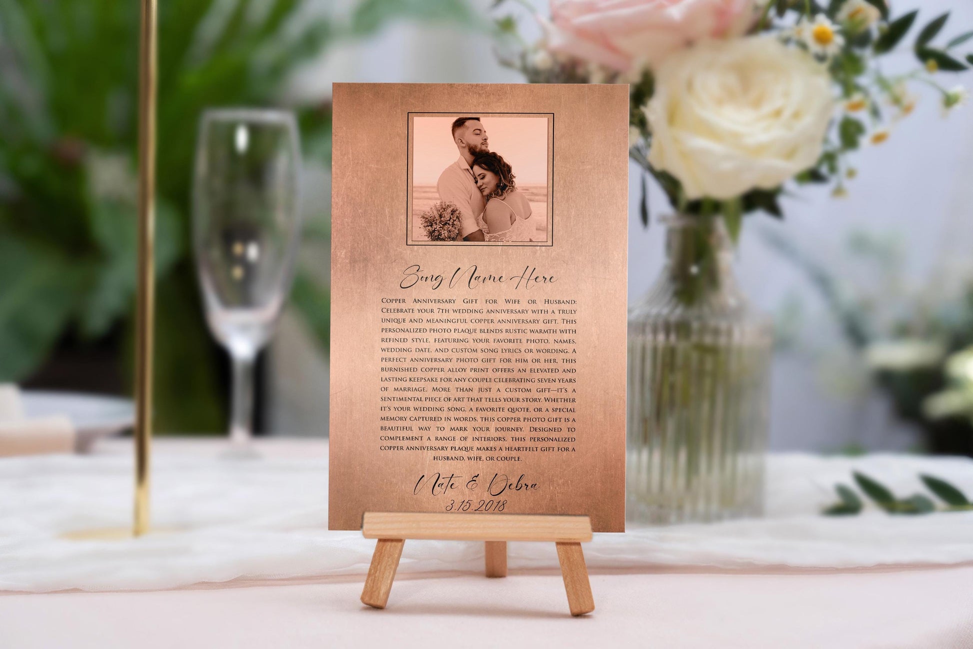 Personalized Copper Photo Gift with Song - HoneycombProverbs - Signs - Copper Anniversary Gifts