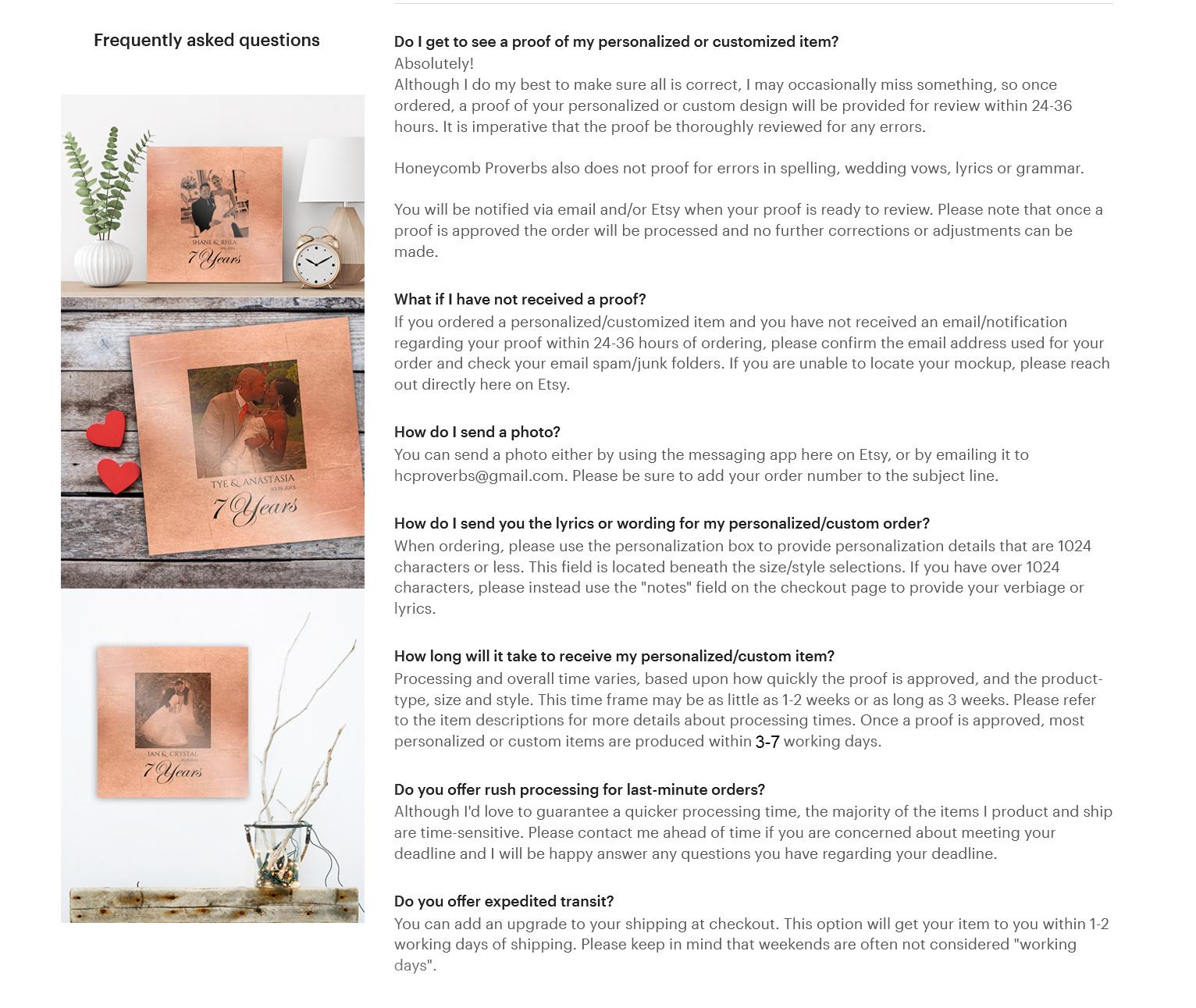 Persoanlized Distressed Copper Anniversary Photo Gift - HoneycombProverbs - Signs - Copper Anniversary Gifts