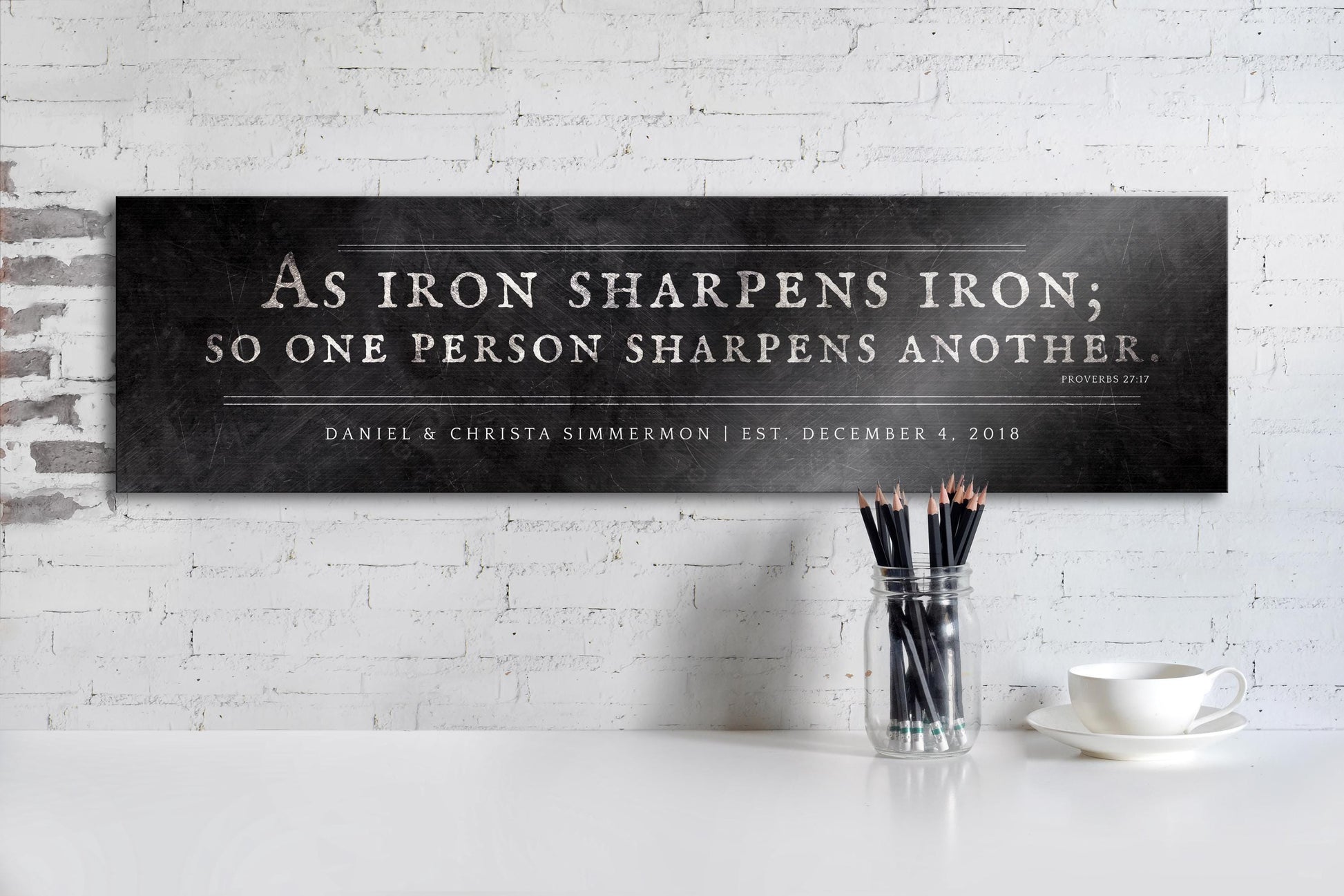 Iron Sharpens Iron Sign Iron Anniversary Gift - HoneycombProverbs - Signs - Christian Wall Art