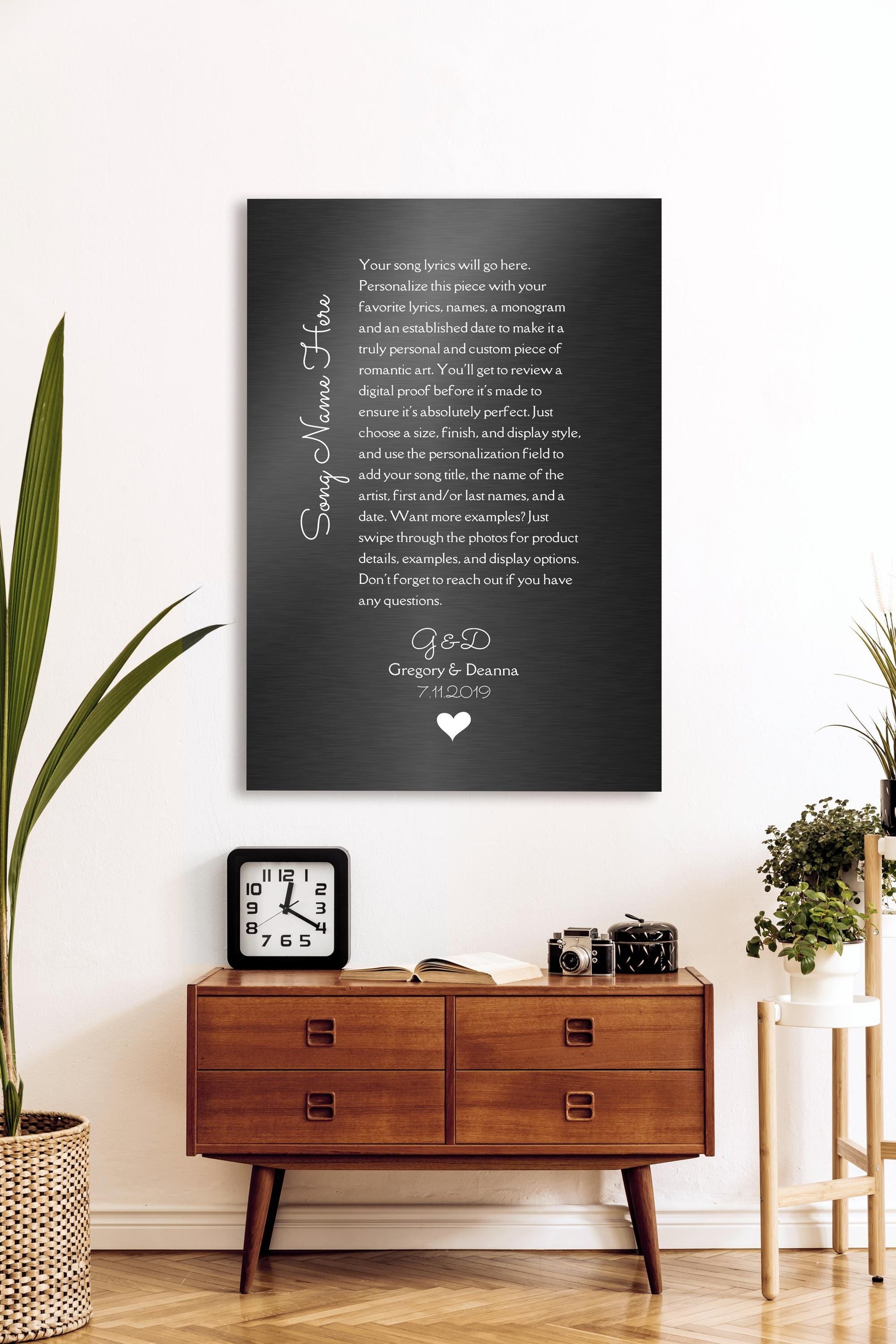 Monogrammed Tin Song Lyric Sign - HoneycombProverbs - Signs - Modern Lyrics Wall Decor