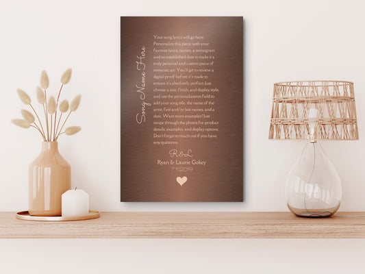 Monogrammed Tin Song Lyric Sign - HoneycombProverbs - Signs - Modern Lyrics Wall Decor