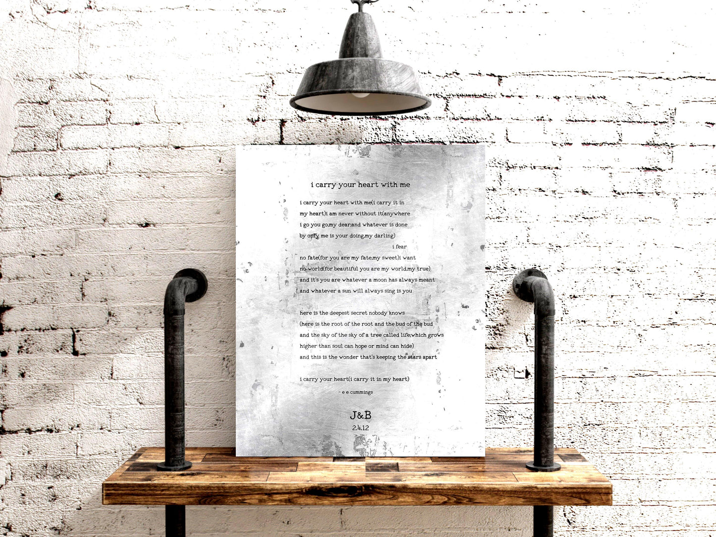 Custom Poem Gift, I Carry Your Heart with Me, Personalized EE Cummings Gift, Tin Custom Sign, 10th anniversary gift for Husband