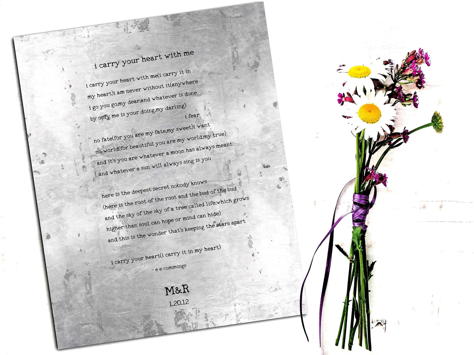 I Carry Your Heart with Me, 10 Year Anniversary Gift for Him - HoneycombProverbs - Signs - Tin Anniversary Gifts