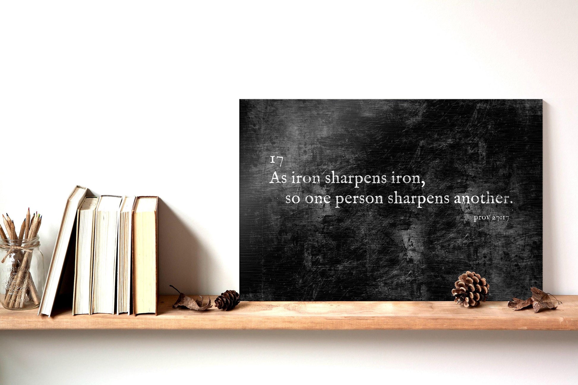 Proverbs 27:17 Grunge Sign on Iron - HoneycombProverbs - Signs - Luxury Corporate Gifts