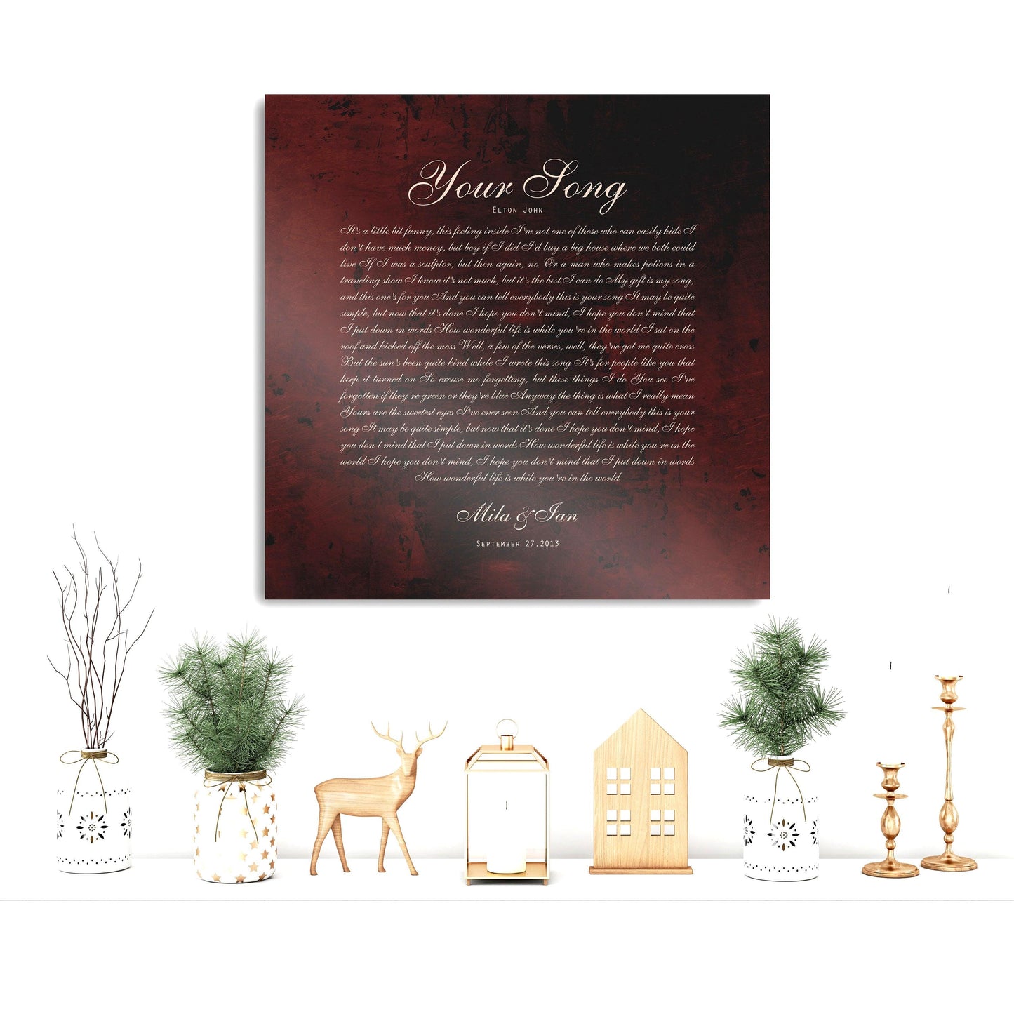 Our Song on Bronze, Personalized Lyric Sign - HoneycombProverbs - Signs - Bronze Anniversary Gifts