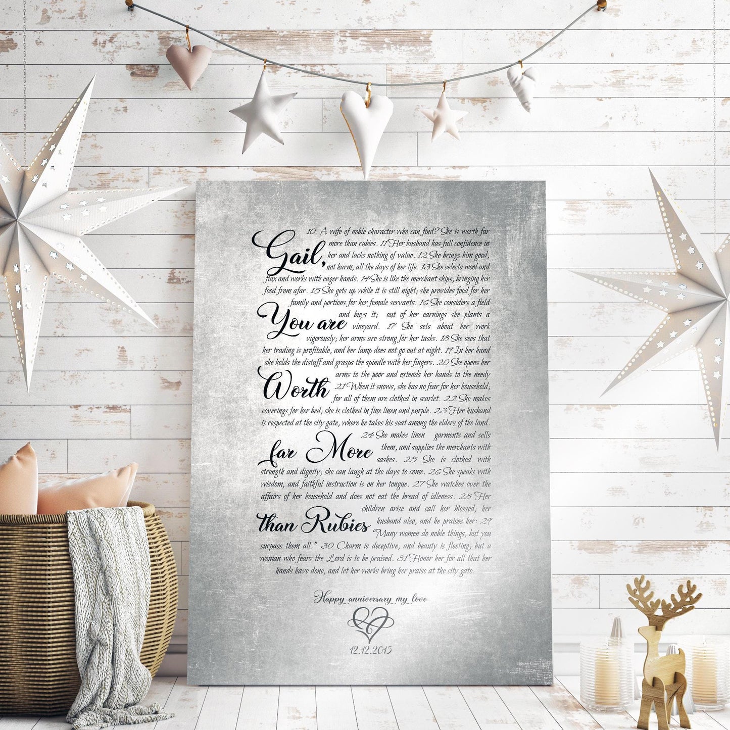 Proverbs 31 Woman Personalized Scripture on Tin - HoneycombProverbs - Signs - Christian Wall Art