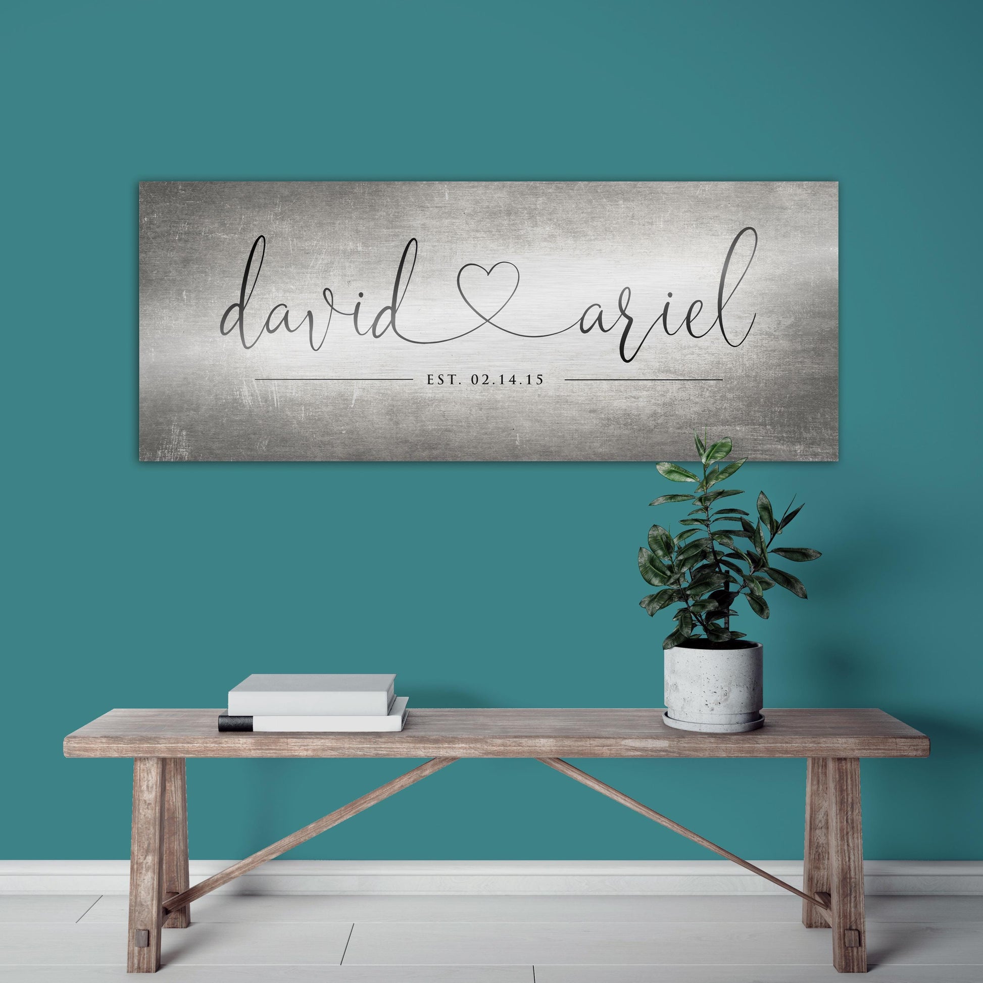 Rustic Heart Name Sign on Tin - HoneycombProverbs - Signs - Tin Anniversary Gifts