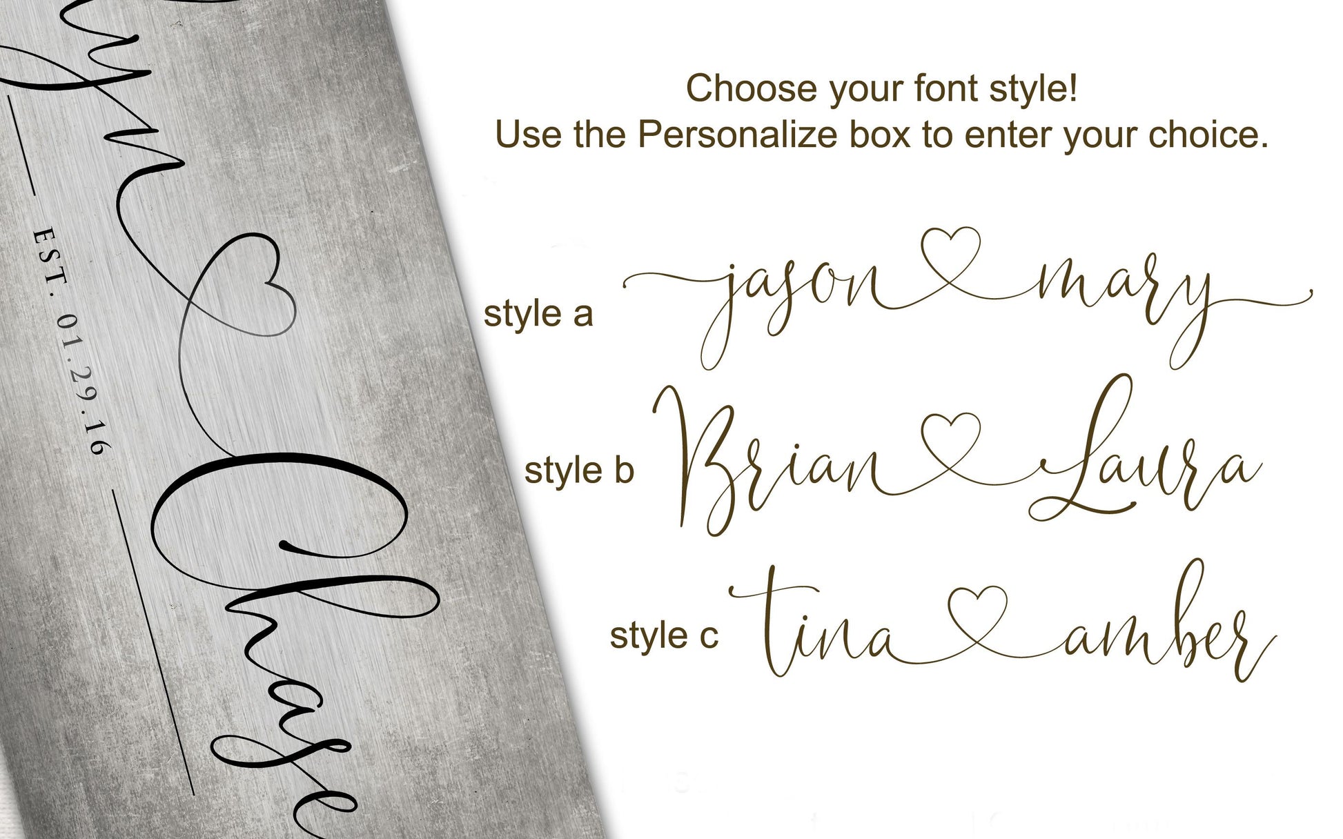 Rustic Heart Name Sign on Tin - HoneycombProverbs - Signs - Tin Anniversary Gifts