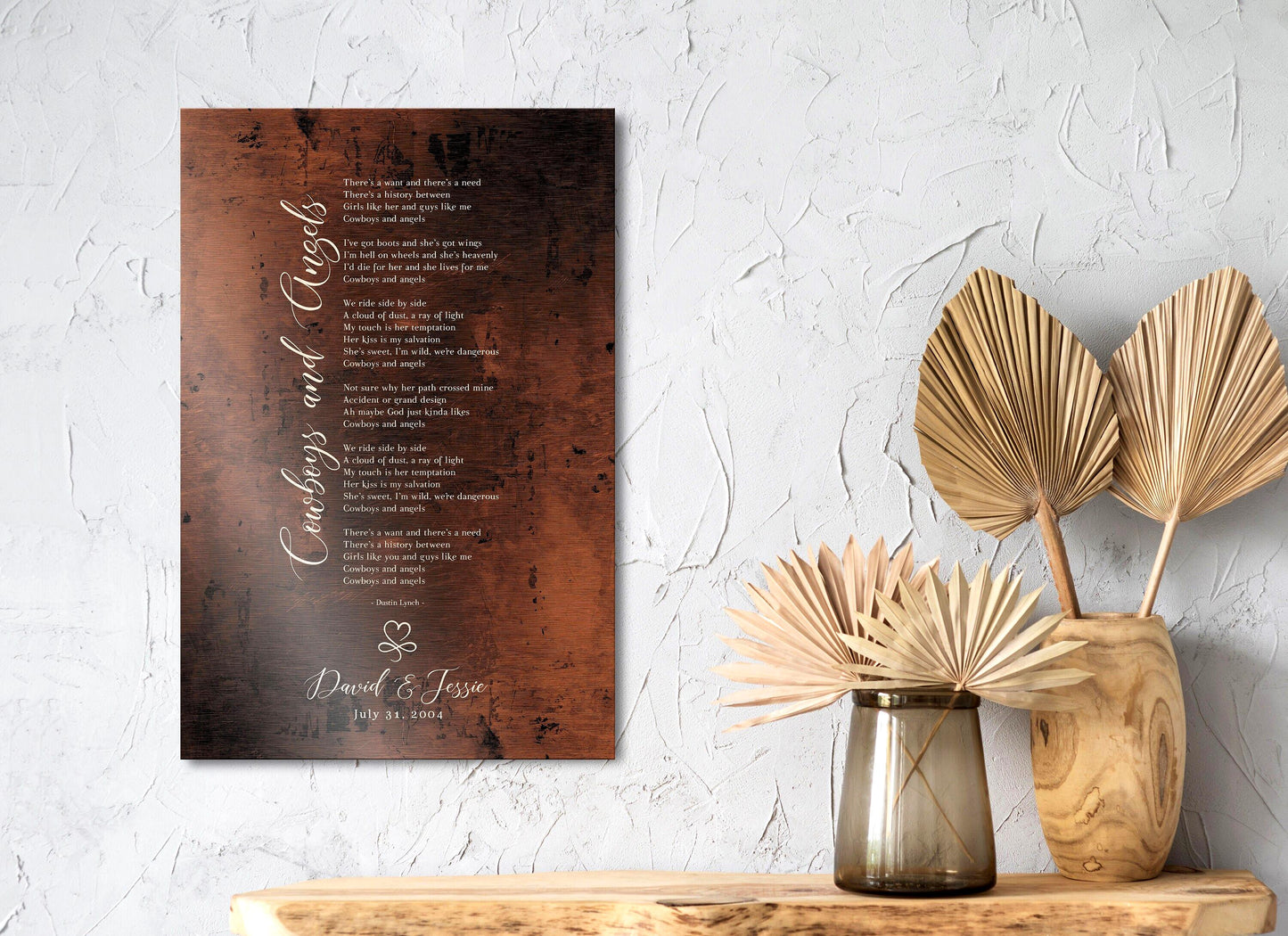 Infinity Heart Custom Song Lyric Sign on Bronze - HoneycombProverbs - Signs - Bronze Anniversary Gifts