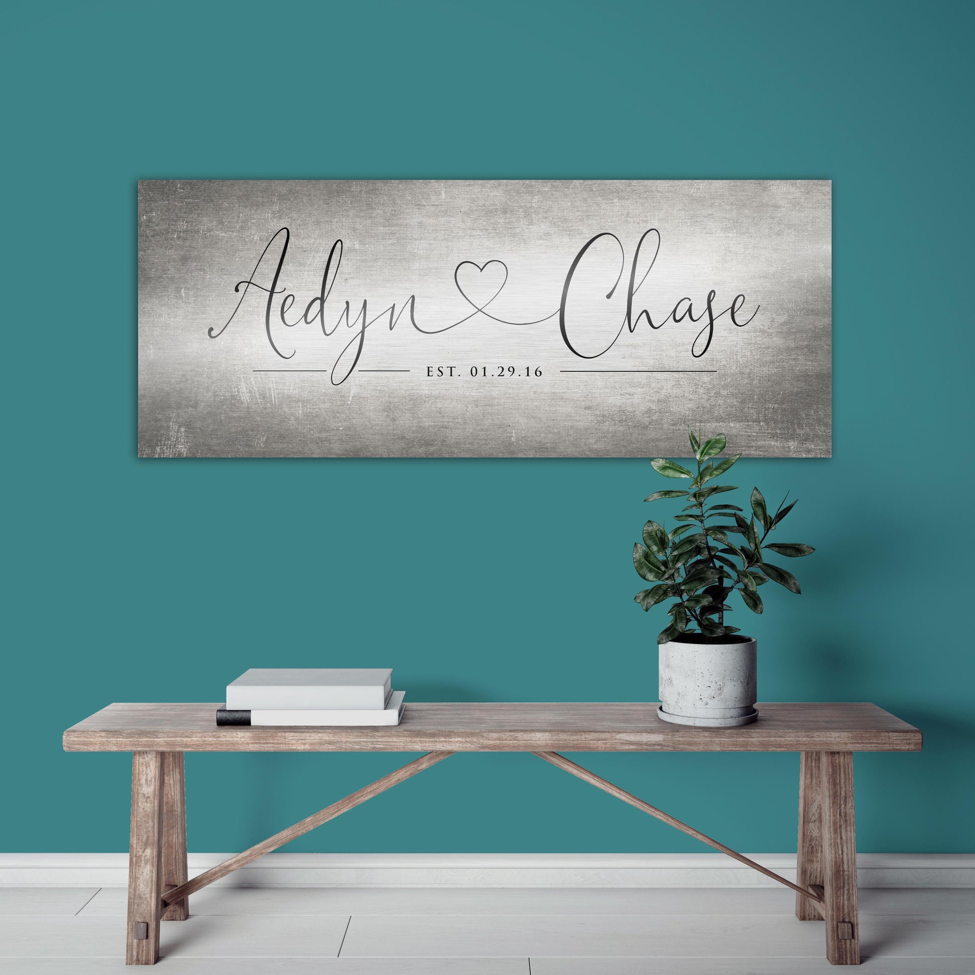 Rustic Heart Name Sign on Tin - HoneycombProverbs - Signs - Tin Anniversary Gifts