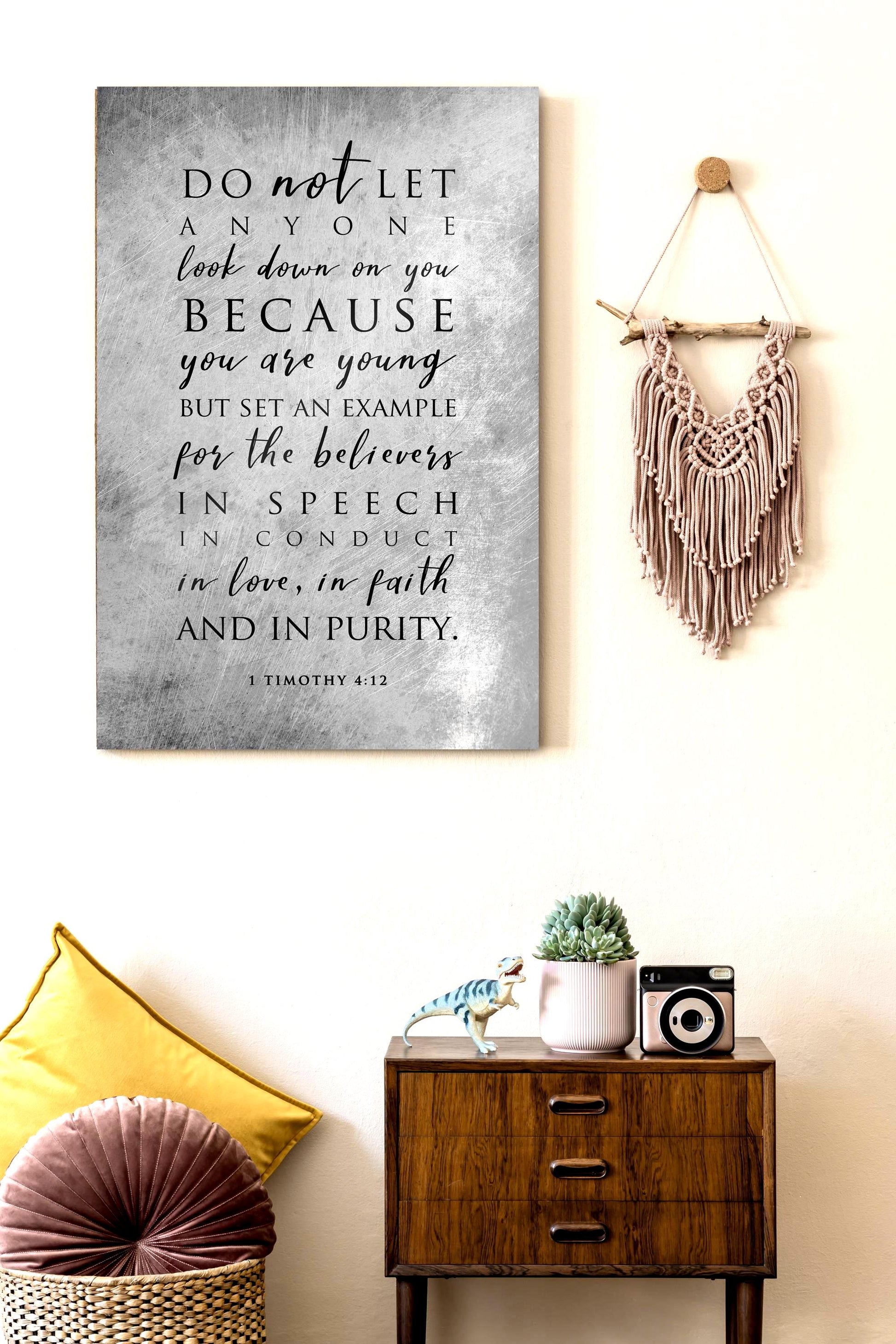 1 Timothy 4:12 Distressed Metal Scripture Sign - HoneycombProverbs - Signs - Christian Wall Art