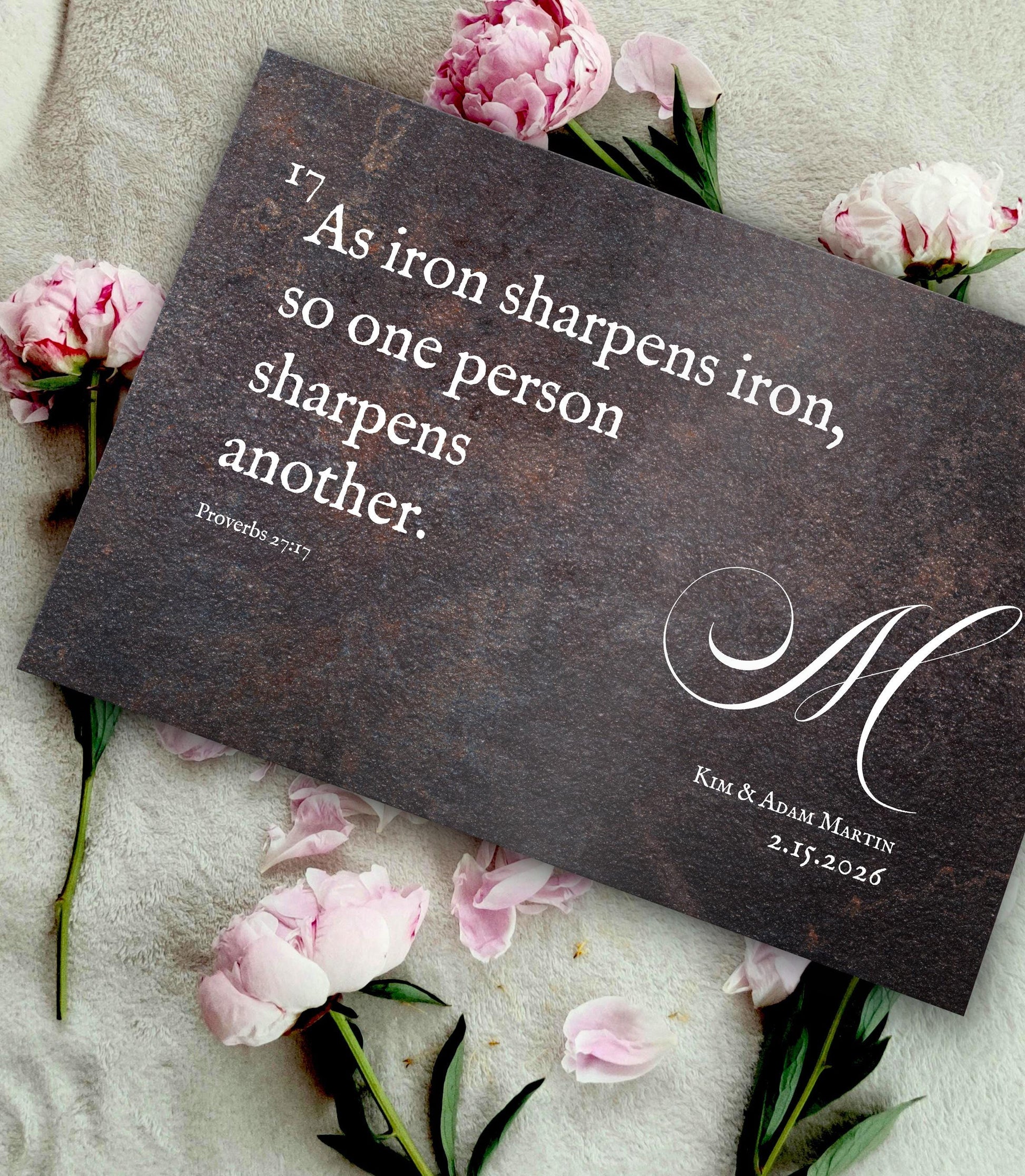 Iron Sharpens Iron Monogrammed Gift - HoneycombProverbs - Gifts For The Couple - Christian Wall Art