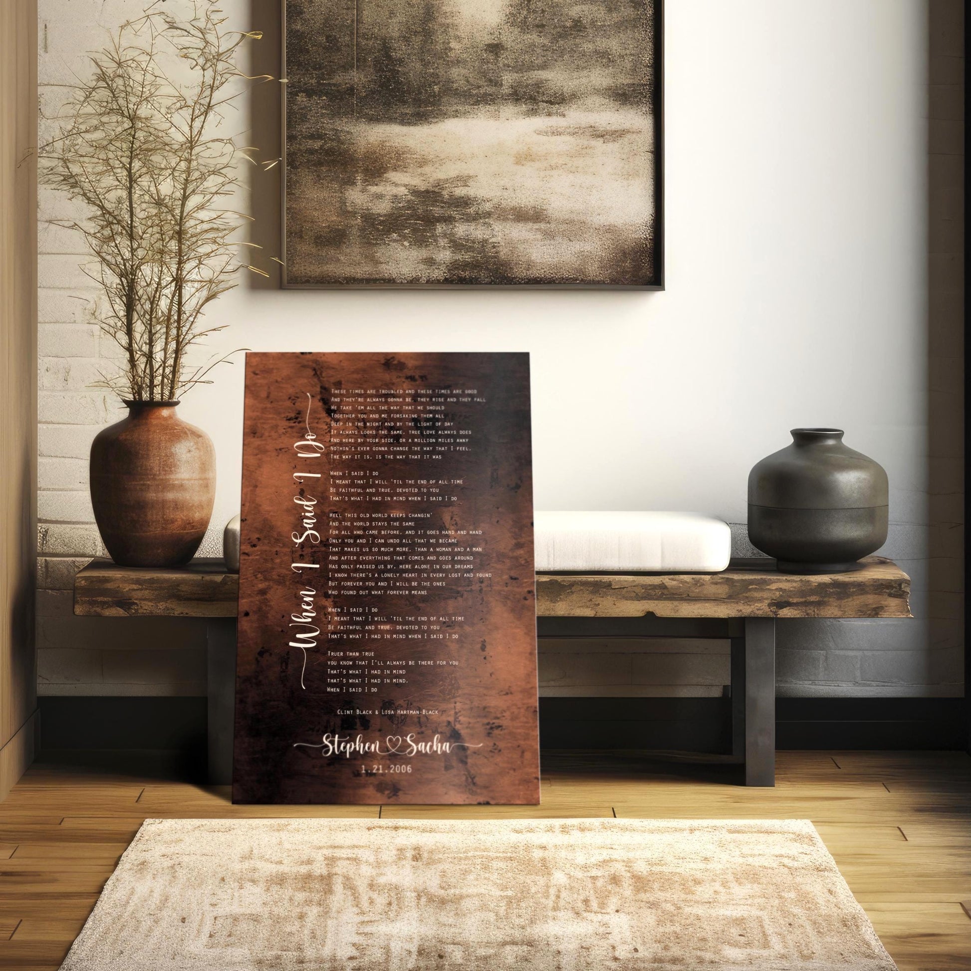 Connected Hearts Lyric Sign on Bronze - HoneycombProverbs - Signs - Bronze Anniversary Gifts