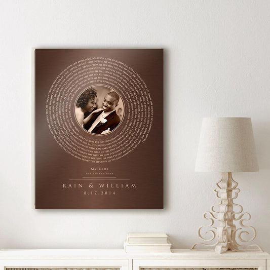 Bronze Photo and Song Vinyl Record Art - HoneycombProverbs - Signs - Bronze Anniversary Gifts