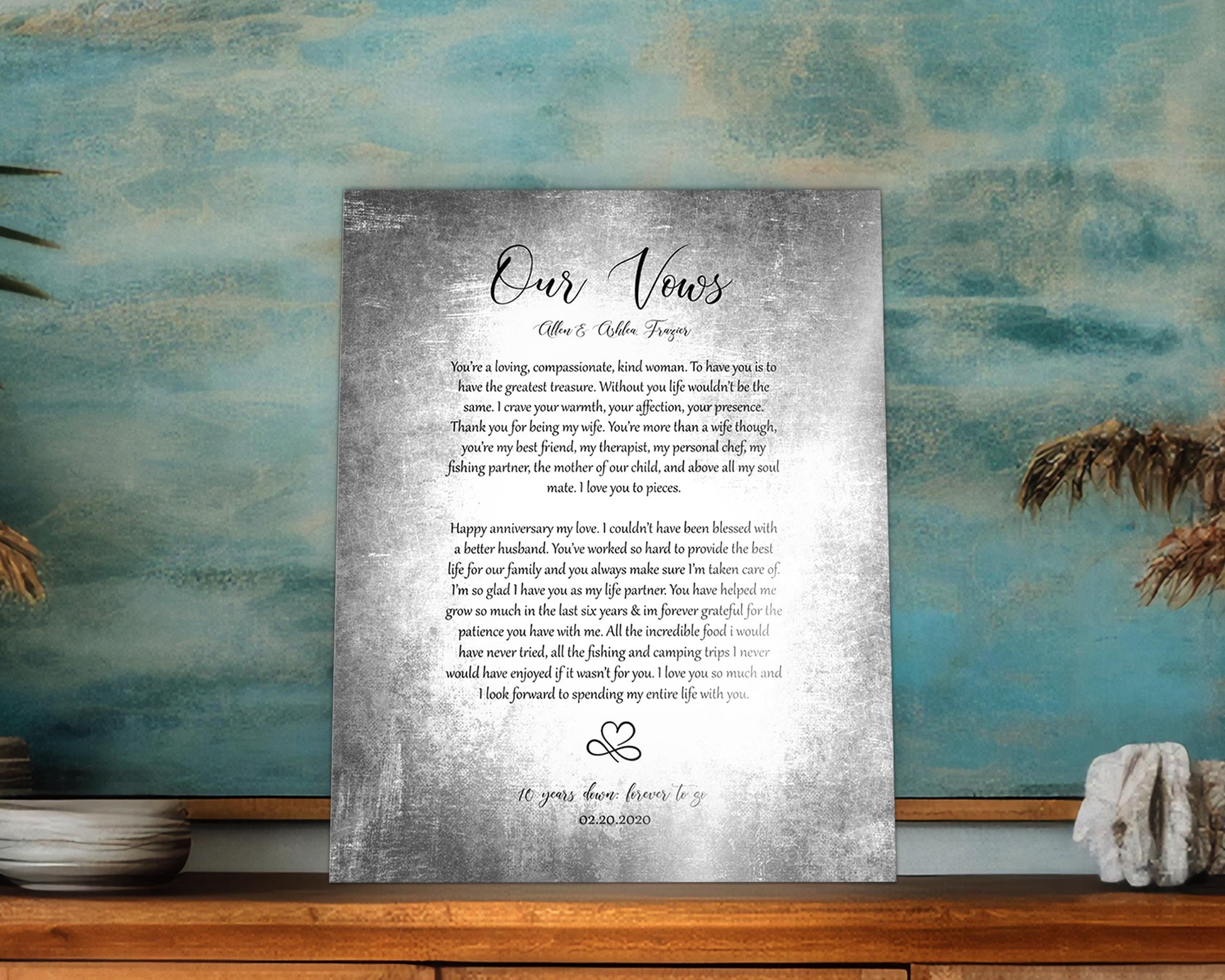 Forever Love: Rustic Wedding Vow Art on Tin - HoneycombProverbs - Signs - Wedding Vow Wall Art