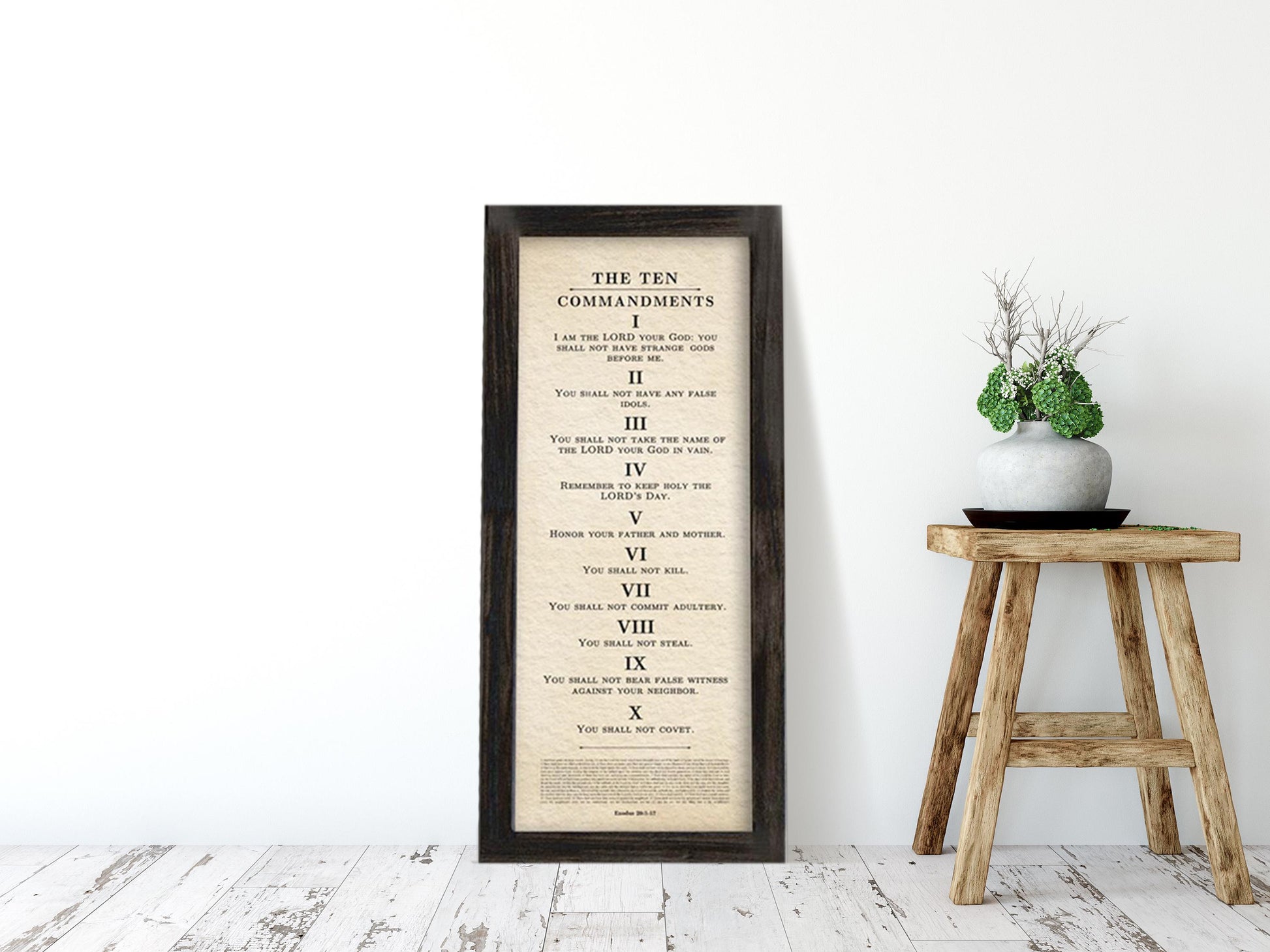 Framed Ten Commandments Parchment Wall Art - HoneycombProverbs - Religious Home & Decor - Christian Wall Art