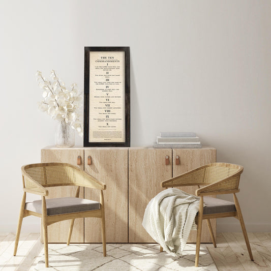 Framed Ten Commandments Parchment Wall Art - HoneycombProverbs - Religious Home & Decor - Christian Wall Art