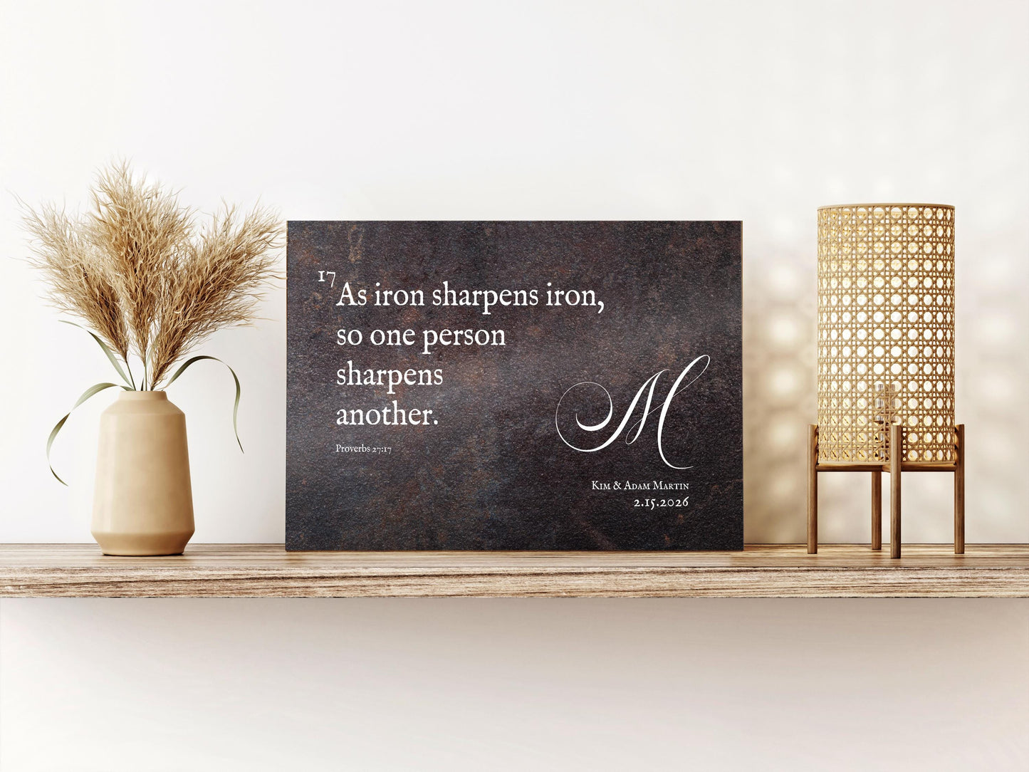 Proverbs 27:17 Personalized Iron Anniversary Scripture - HoneycombProverbs - Signs - Christian Wall Art