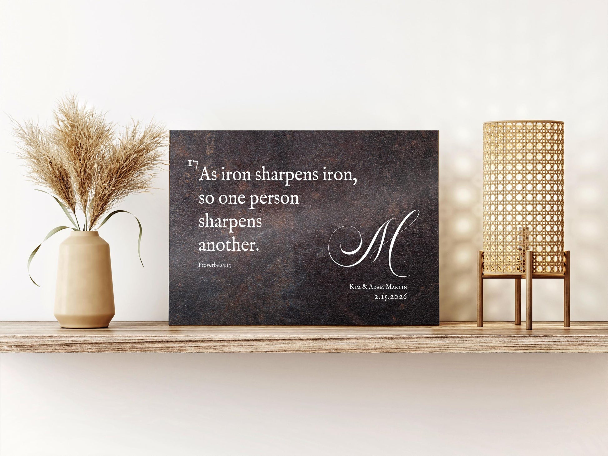 Proverbs 27:17 Personalized Iron Anniversary Scripture - HoneycombProverbs - Signs - Christian Wall Art