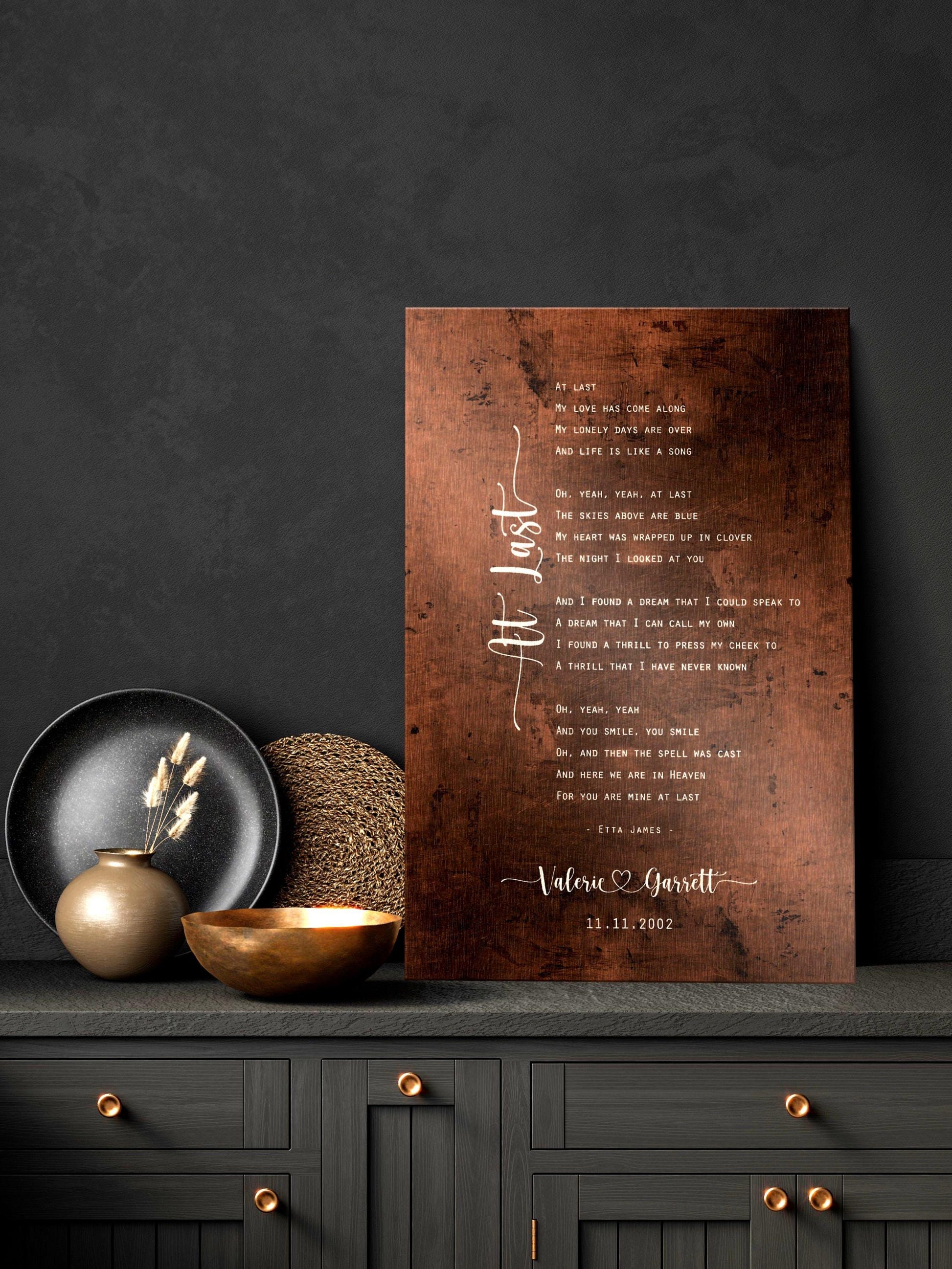 Connected Hearts Lyric Sign on Bronze - HoneycombProverbs - Signs - Bronze Anniversary Gifts