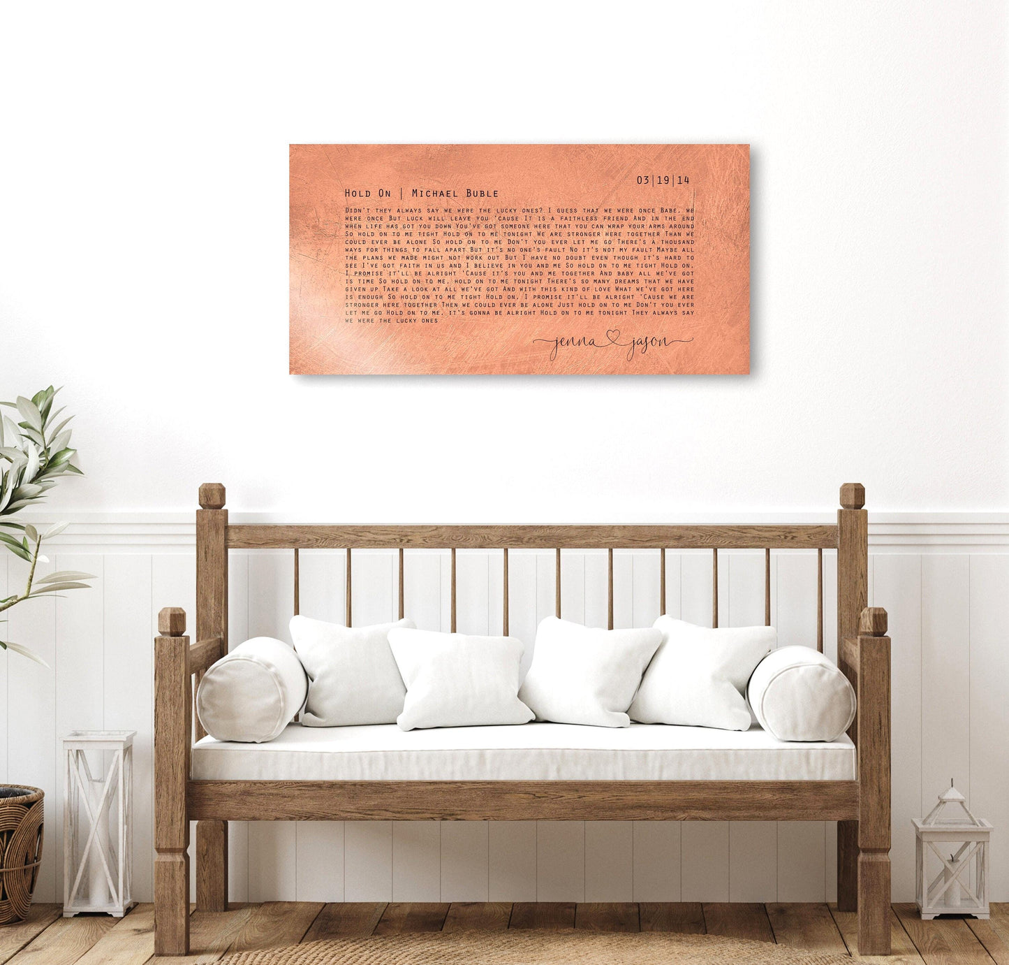 Custom Lyric Sign on Copper - HoneycombProverbs - Signs - Copper Anniversary Gifts