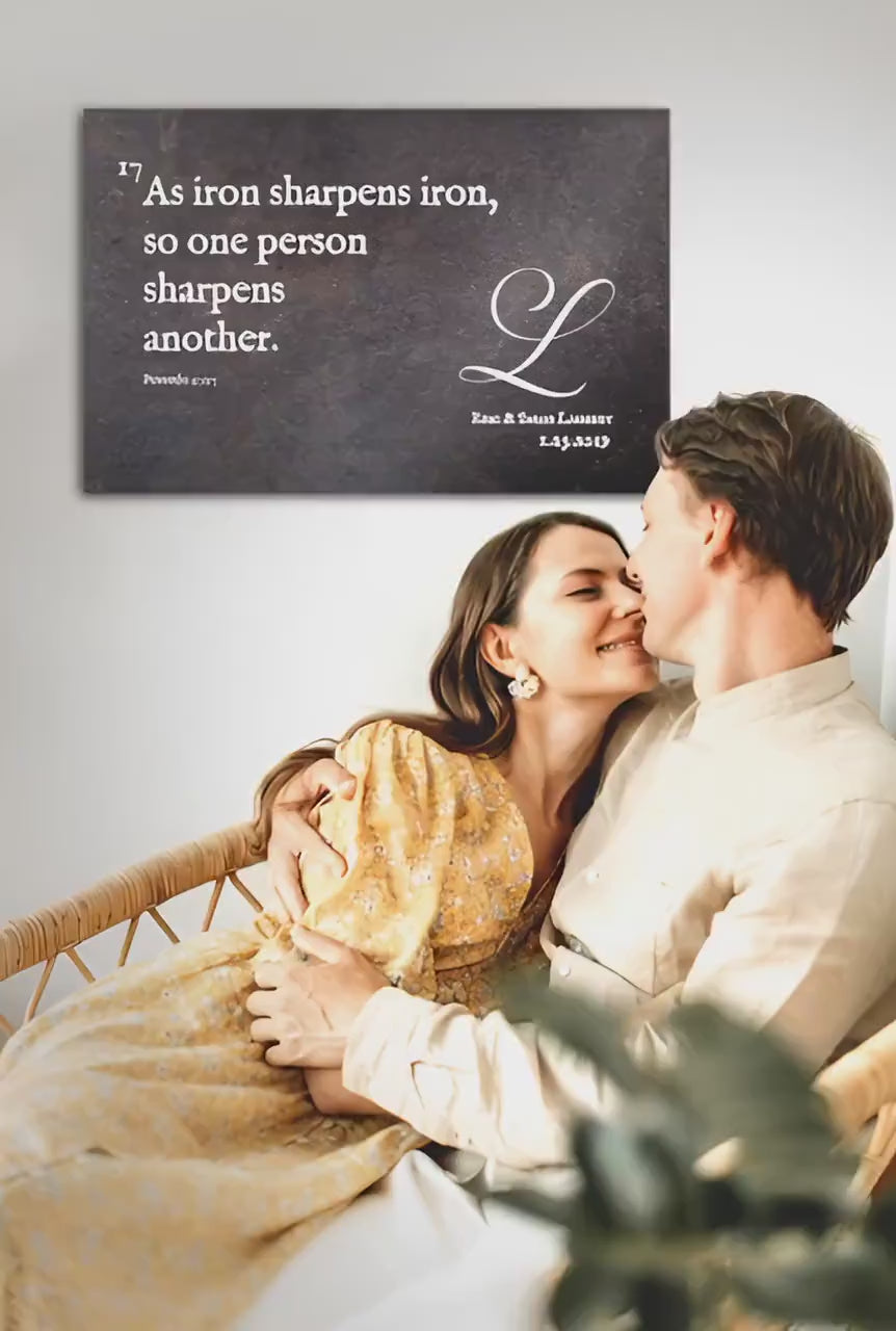 Proverbs 27:17 Personalized Iron Anniversary Scripture