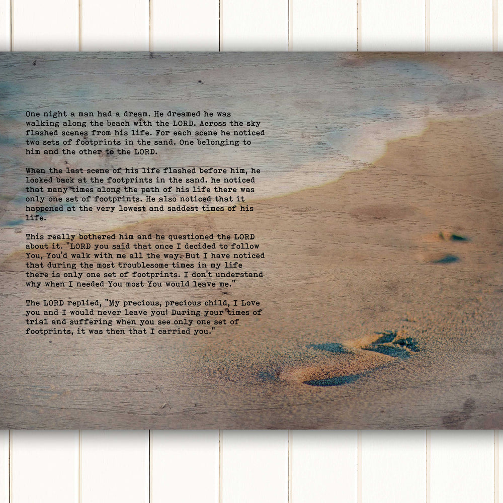
                  
                    Footprints Poem Rustic Woodgrain Canvas
                  
                
