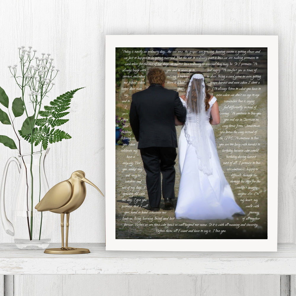Framed Vows with Photo - Fine art and canvas personalized anniversary and inspirational gifts