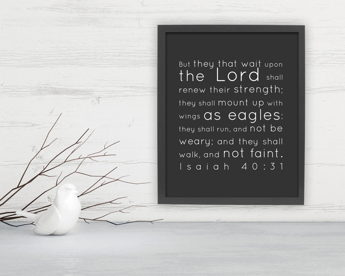 
                  
                    Wait upon the Lord, Framed, Isaiah 40:31, Scripture, Fine art print, Christian, Inspirational, Gift; Faith, Eagles, Wings
                  
                