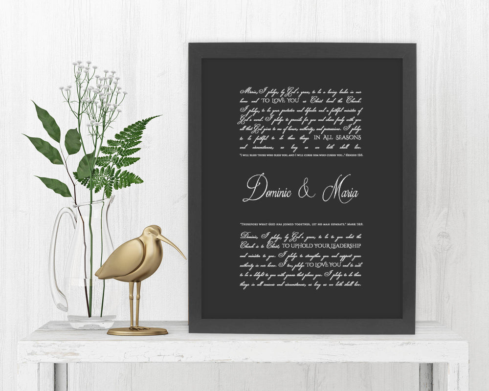 Modern Fairytale: Framed Wedding Vows - Fine art and canvas personalized anniversary and inspirational gifts