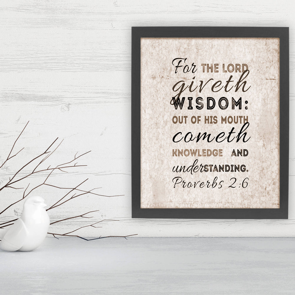 
                  
                    Proverbs 2:6, Framed Scripture Print, Bible Verse Print, fine art, teacher, gift ; homeschool, decor, christian, pastor, wisdom
                  
                