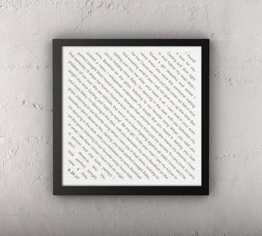 Vow art, 1st, Christmas gift, song lyrics, wedding vows, first year, gift, wedding, Frame, Vows, Print, Gift, him, her, Anniversary, paper