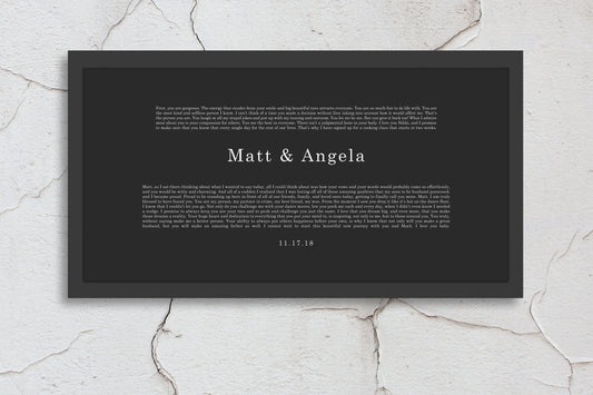 Gift for Husband, Anniversary, Christmas, Gift for Wife, Paper, First Wedding Anniversary Gifts, Wedding Vows Printed, Framed Vows, Gift